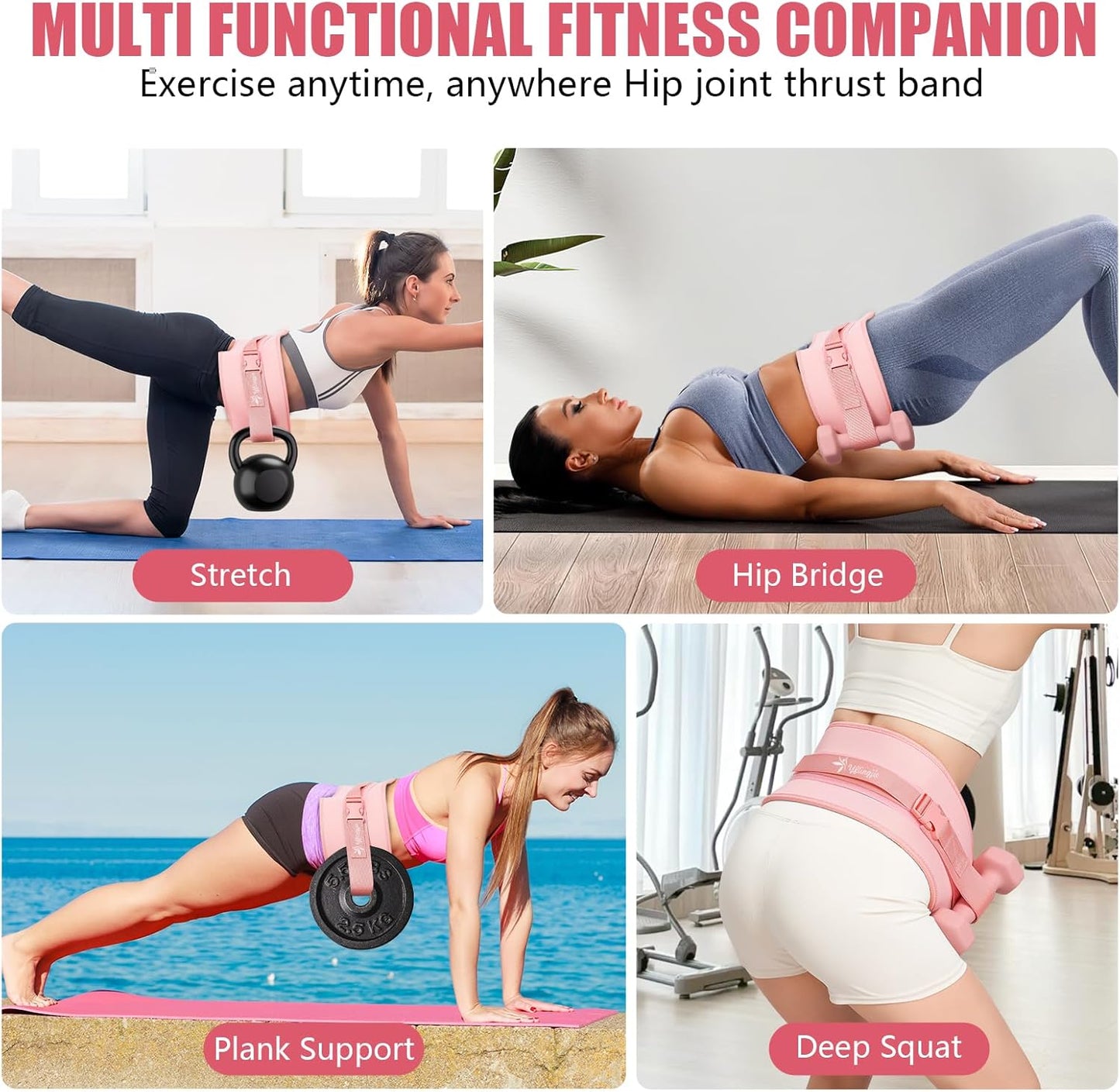 Exercise Hip Thrust Belt for Dumbbells, Kettlebells, and Plates, Comfortable and Durable