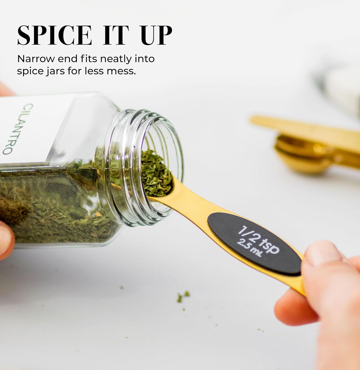 Styled Settings Magnetic Measuring Spoons Set, Gold | Stainless Steel Gold Measuring Spoons for Cooking and Baking - Cute and Durable Gold Kitchen Accessories - Great for Gifting