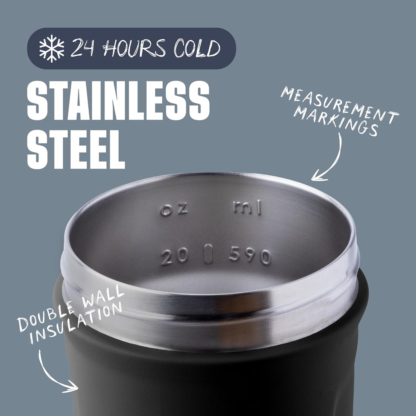 BlenderBottle Strada 24oz Insulated Stainless Steel Shaker Cup with Whisk