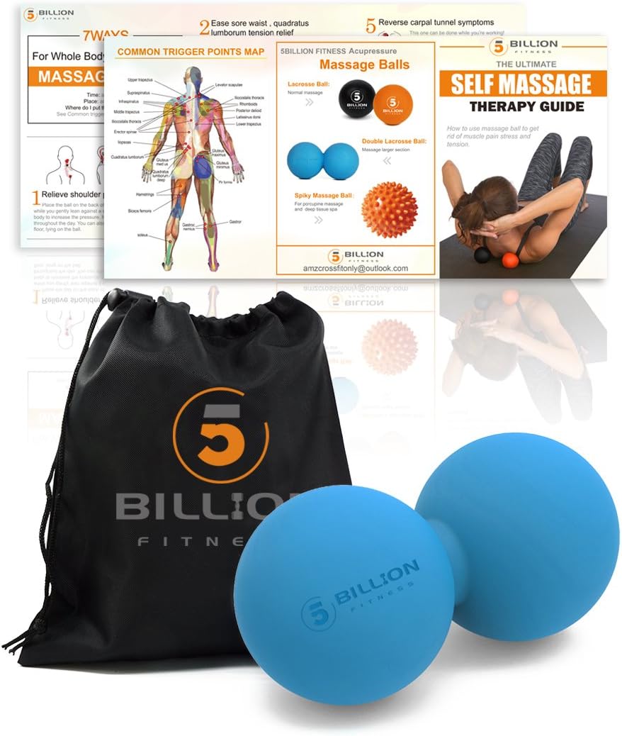 5BILLION FITNESS Double Lacrosse Massage Ball for Physical Therapy and Myofascial Release