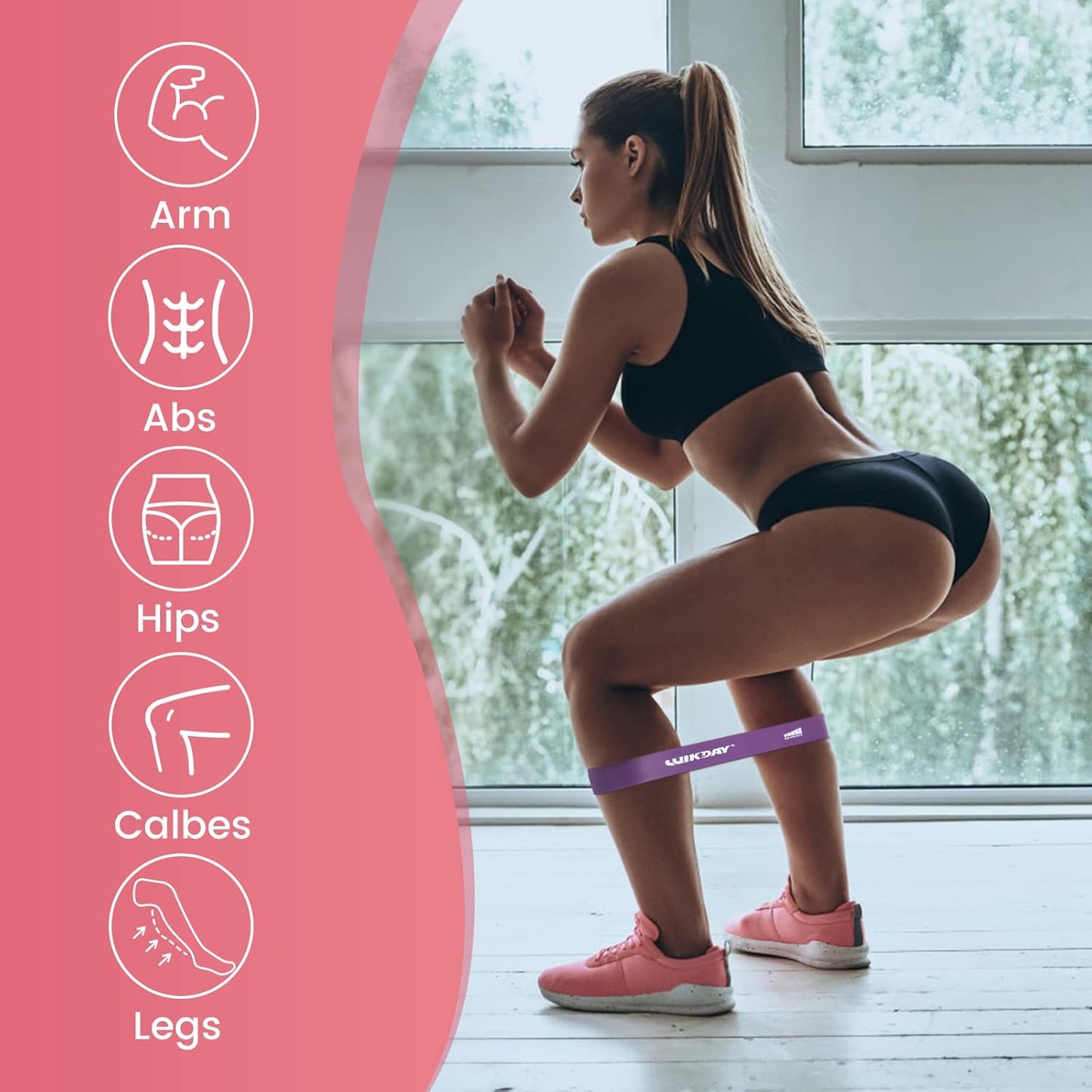 WIKDAY Resistance Bands Set of 5 for Men Women Exercise Loop Bands