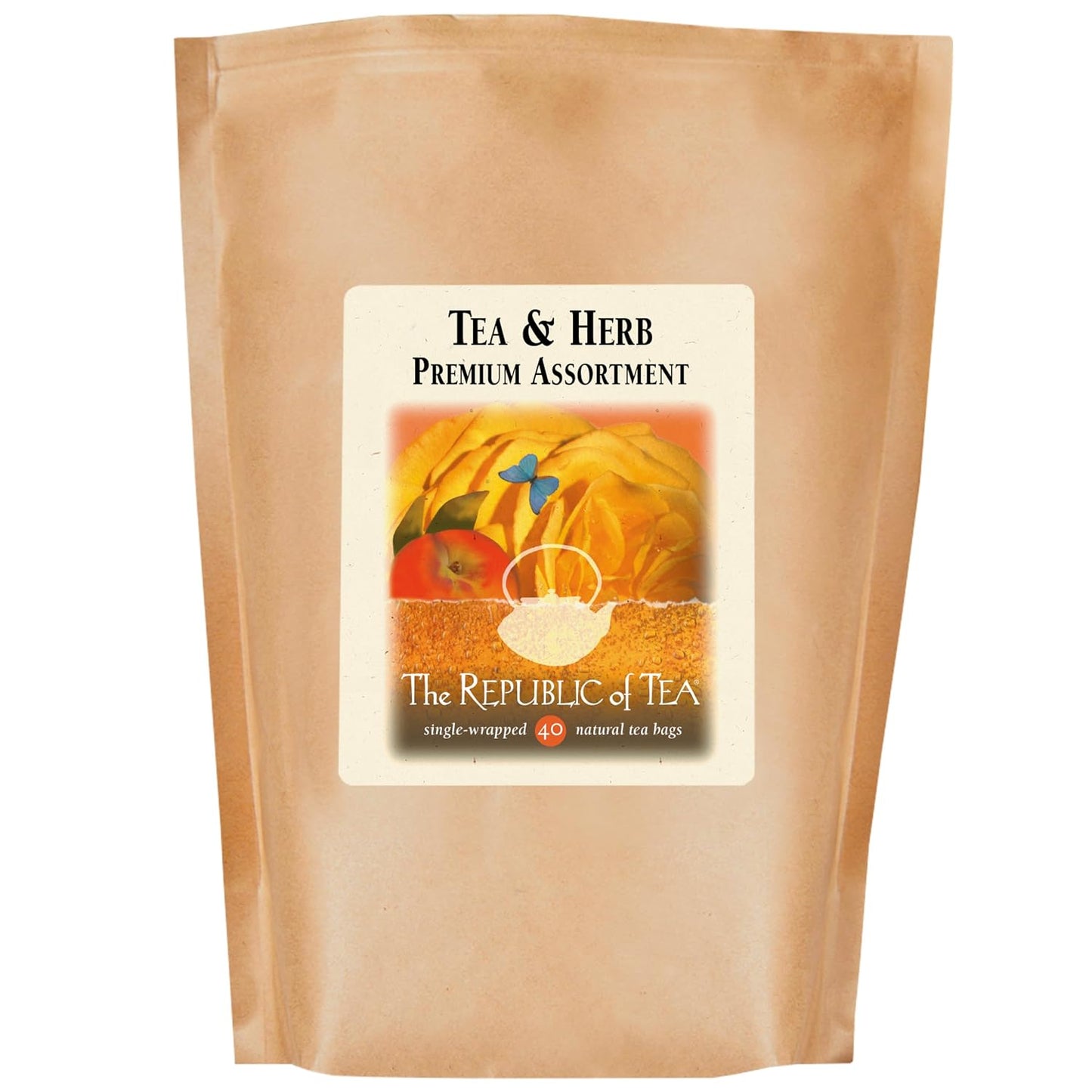 The Republic of Tea Premium Assortment of Teas and Herbs 40 Individually Wrapped Tea Bags