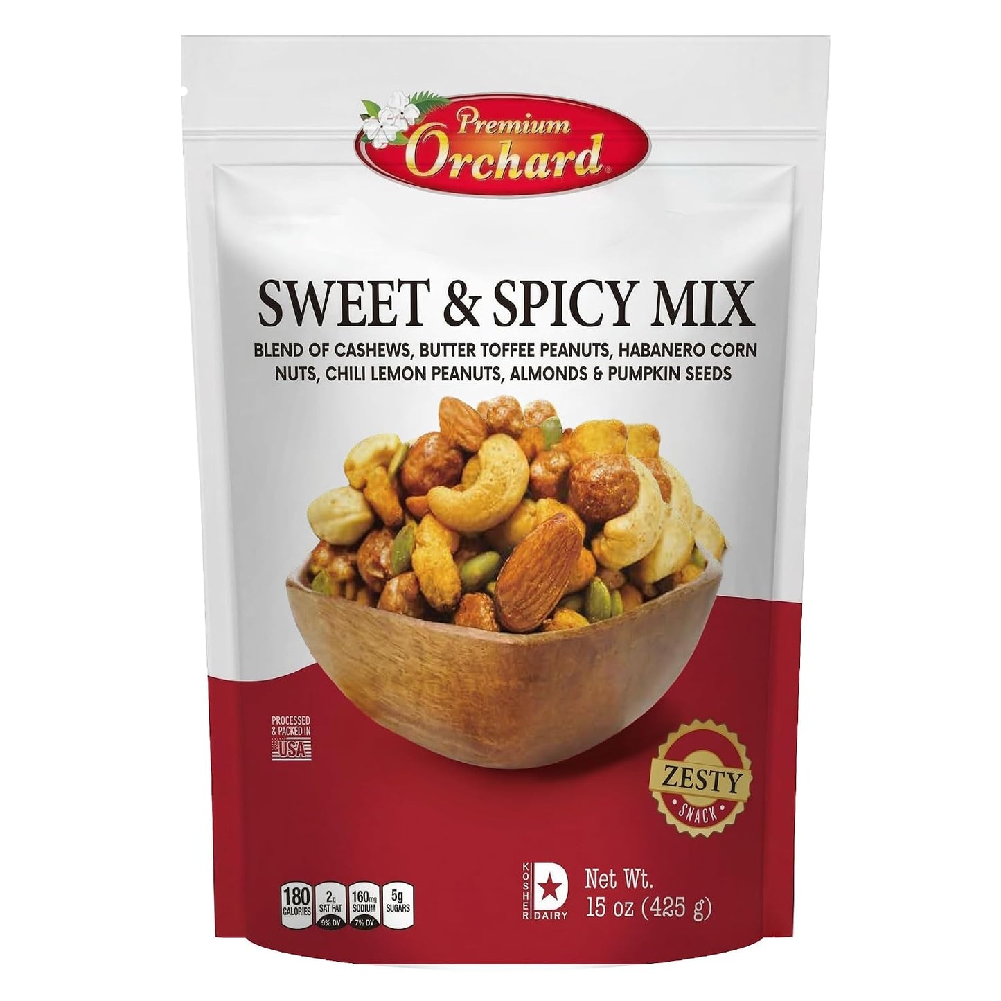 Premium Orchard Fruit Nut Mix Trail Mix, 18oz, Bulk Blend of Mixed Nuts and Dried Fruit