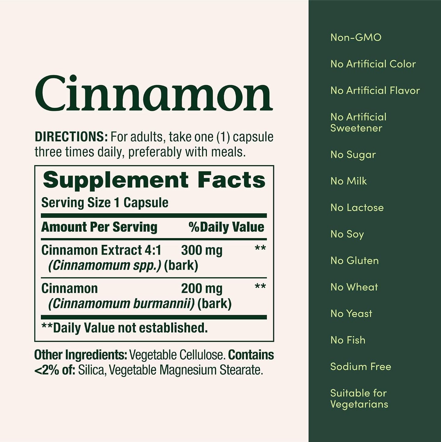 Nature's Bounty Cinnamon Capsules, Herbal Supplement, 1500mg, 100 Capsules