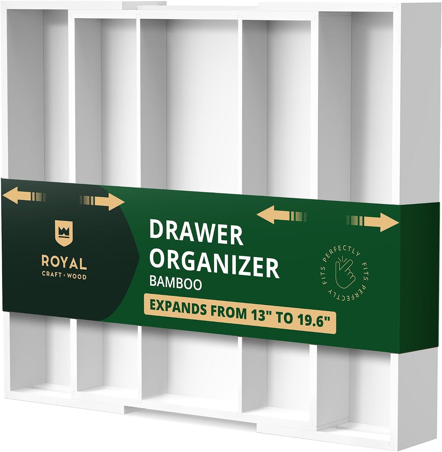 ROYAL CRAFT WOOD Luxury Bamboo Kitchen Drawer Organizer - Silverware Organizer, Utensil Holder & Cutlery Tray Drawer Dividers for Flatware (9 Slot, Natural)