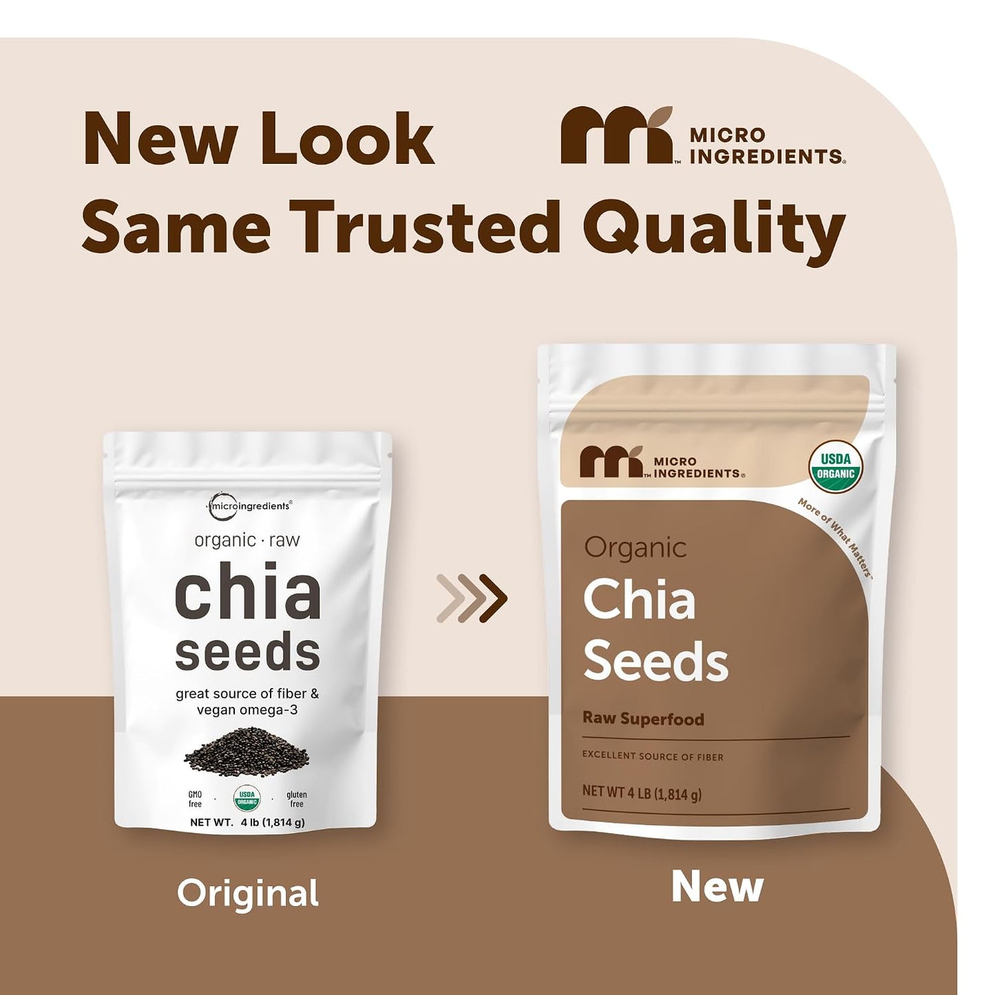 Organic Chia Seeds, 4lbs | Raw Chia Seed Source | Rich in Essential Fiber, Vegan Omega-3, & Plant Based Protein | Great for Baking, Smoothies, Pudding, & Oatmeal | Non-GMO, Gluten Free