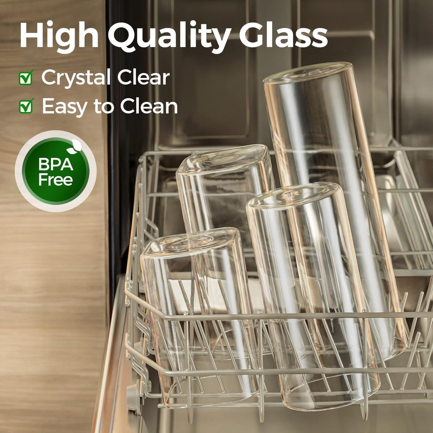ComSaf Glass Pantry Storage Containers (0.7Qt/1.2Qt/1.6Qt) Set of 6, Square | Glass Storage Containers with Lids, Kitchen Canisters, Pantry Jar, Bamboo Lid with Silicone Seal, Flour Cereal Tea, BPA Free