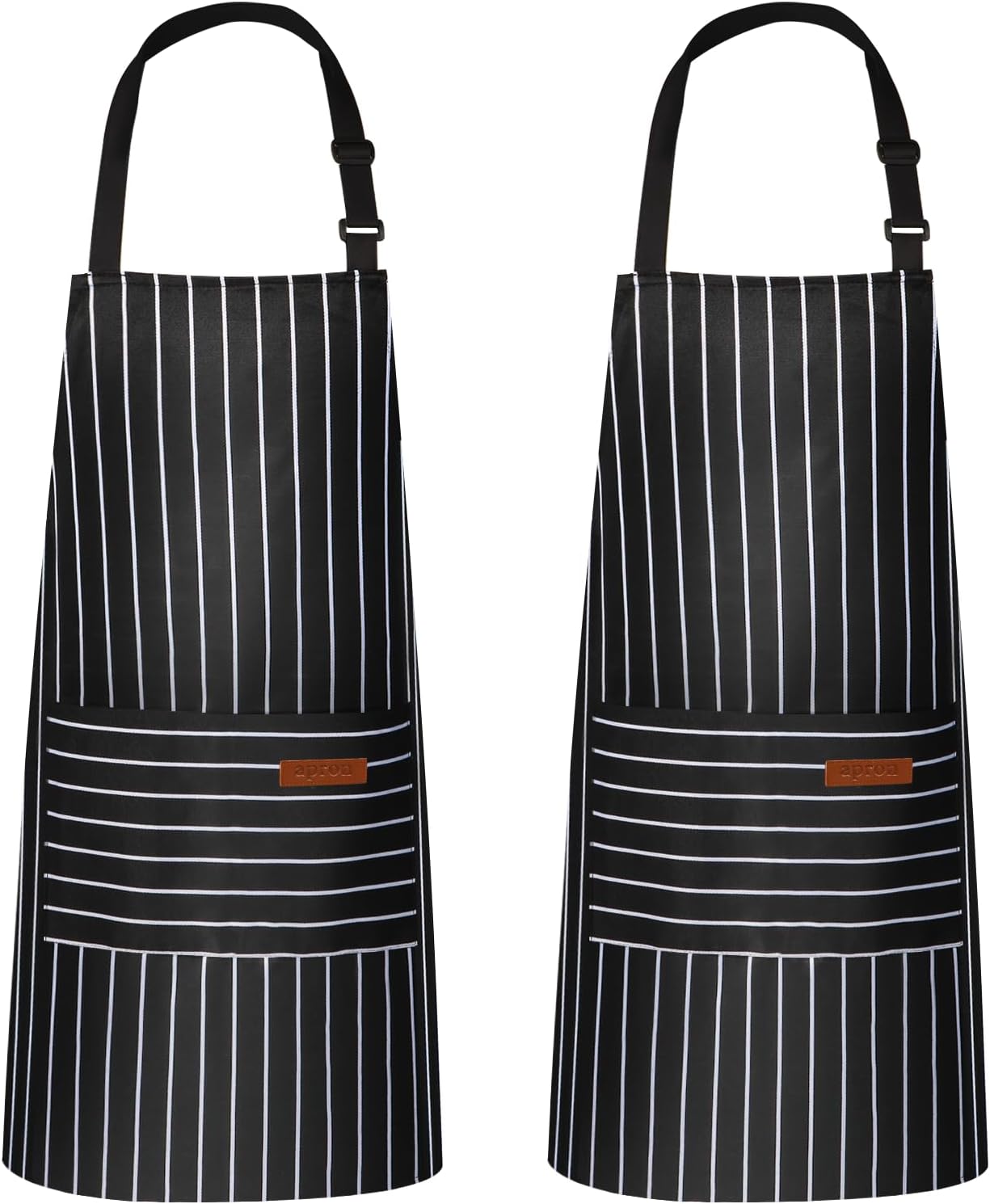 VALOME 2 Pack Kitchen Aprons with Pockets, Cooking Chef Apron for Men Women | Adjustable Neck Strap, Unisex Bib Soft Aprons, Cotton-Blend, for Grilling Cooking Gardening Baking