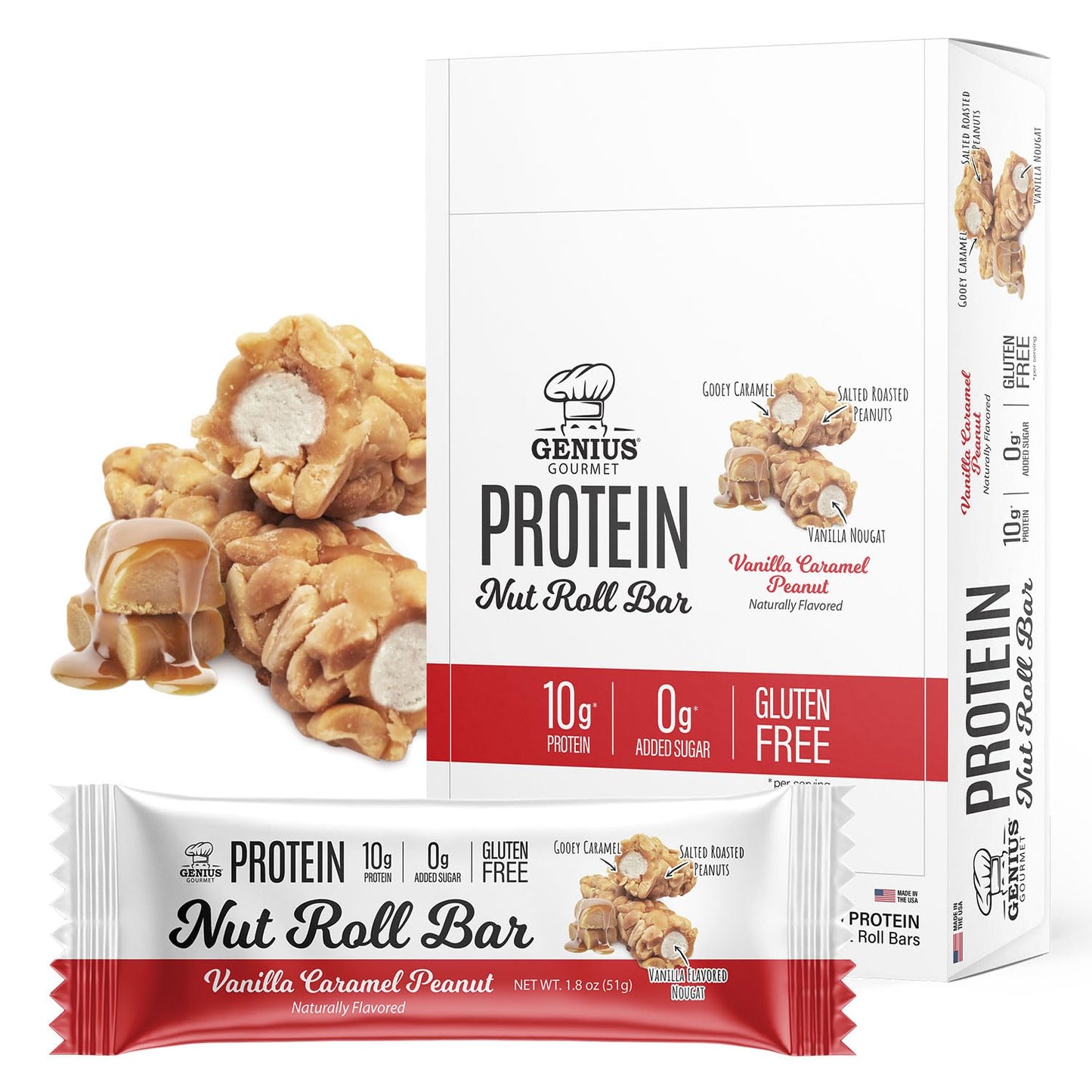 Genius SKIPPY Peanut Butter Flavor Inspired Protein Nut Roll Bar, 10 Count
