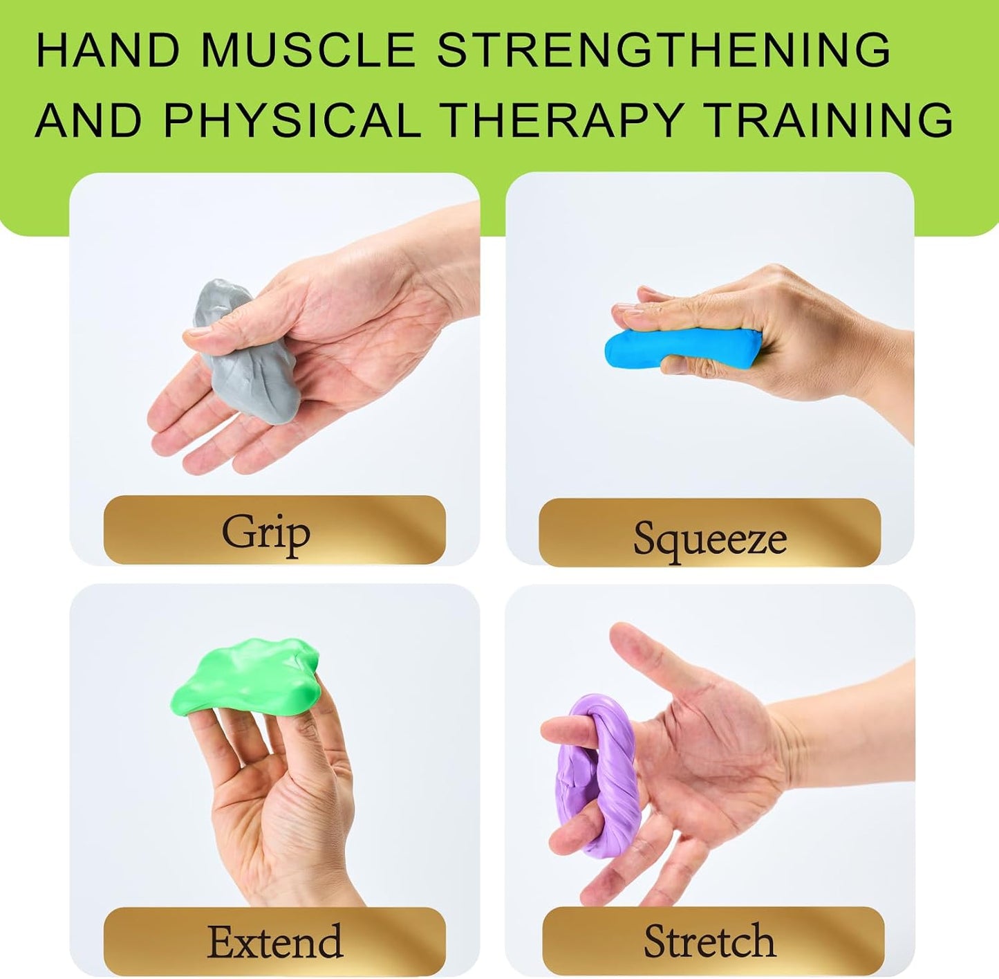 Theramandu Therapy Putty Kit 4 Pack 3oz Each Hand Exercise Stress Relief