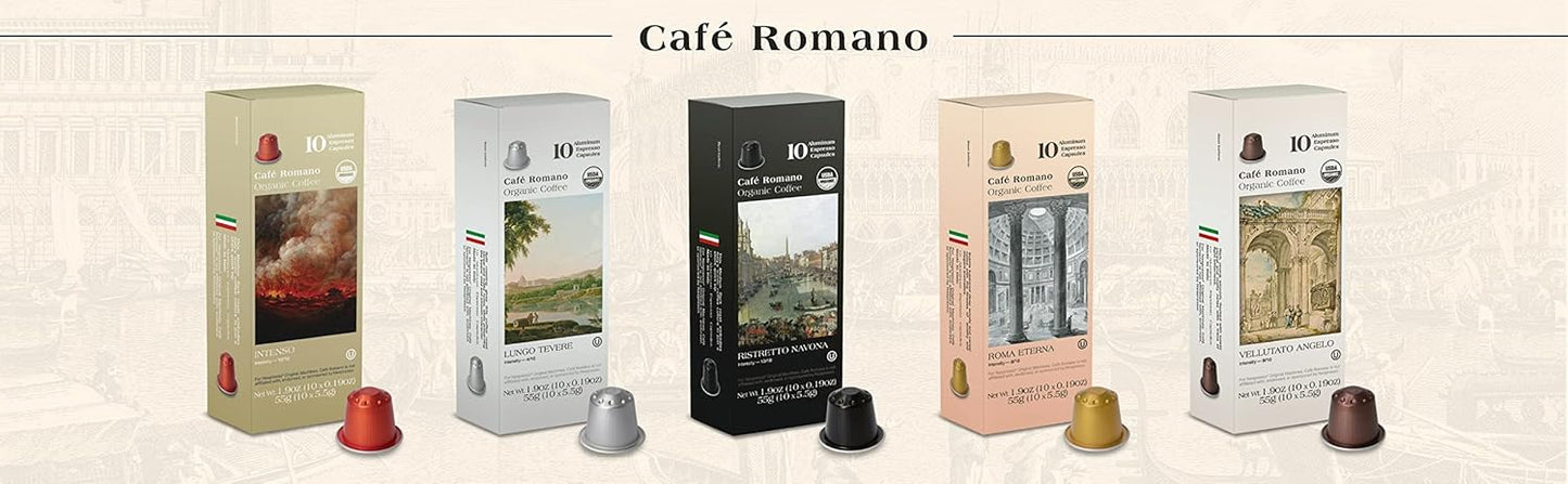 Organic USDA Café Romano Coffee Aluminum Espresso Pods Variety Pack for Nespresso Original Machine