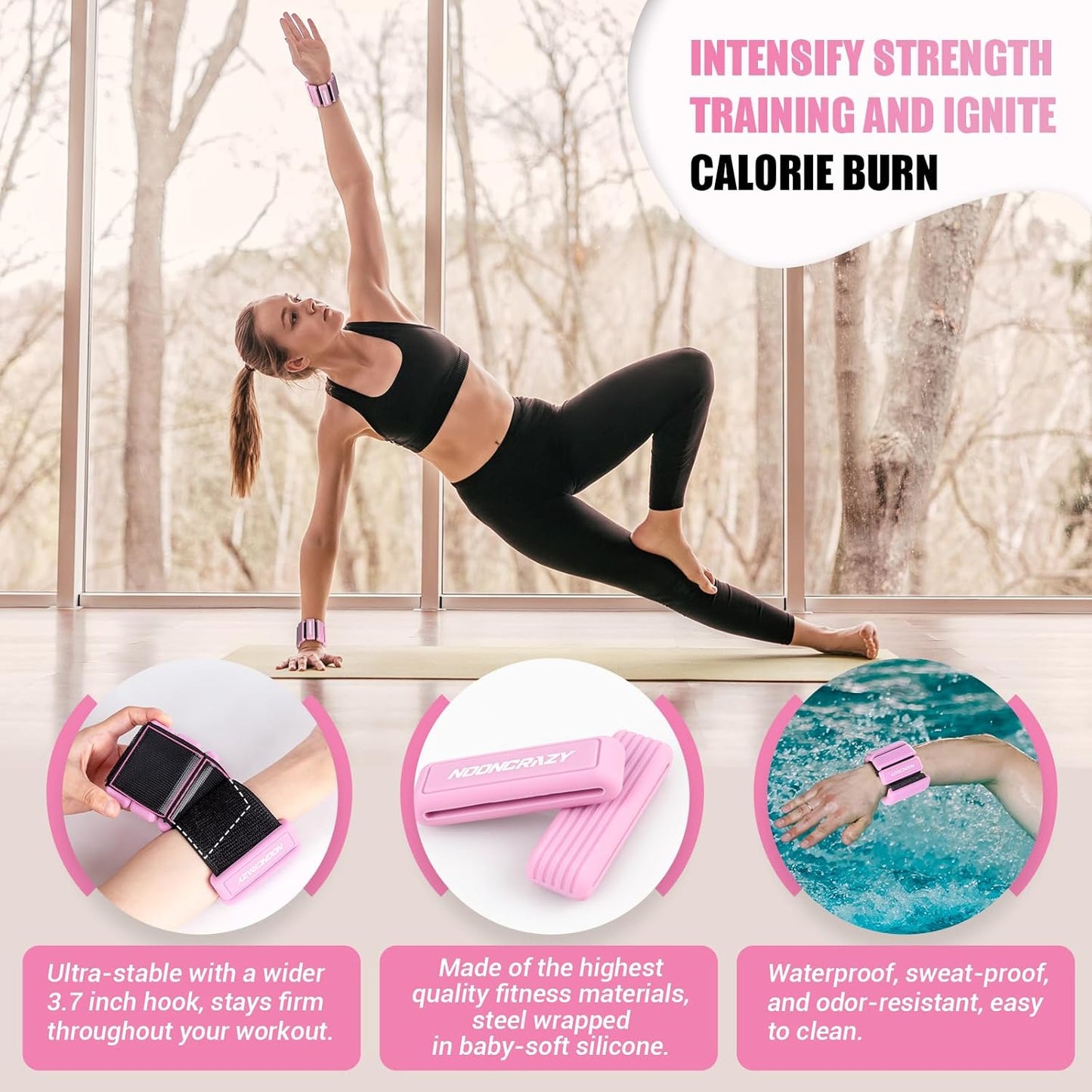 Adjustable Wrist & Ankle Weights Set for Women - Silicone Waterproof 1 lb/2.2 lbs Pair