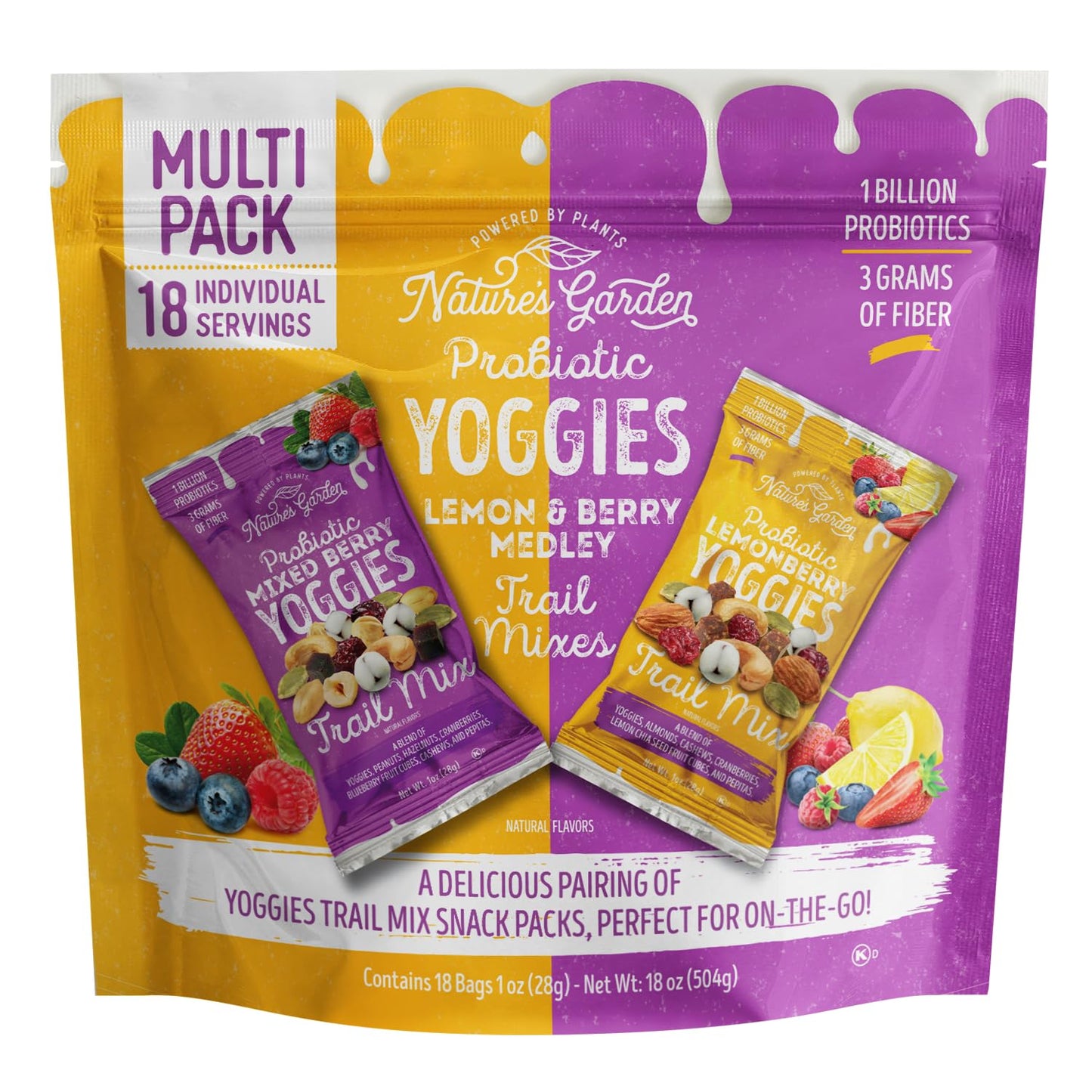 Nature's Garden Probiotic Yoggies Trail Mix Multipack, 24oz Variety Pack