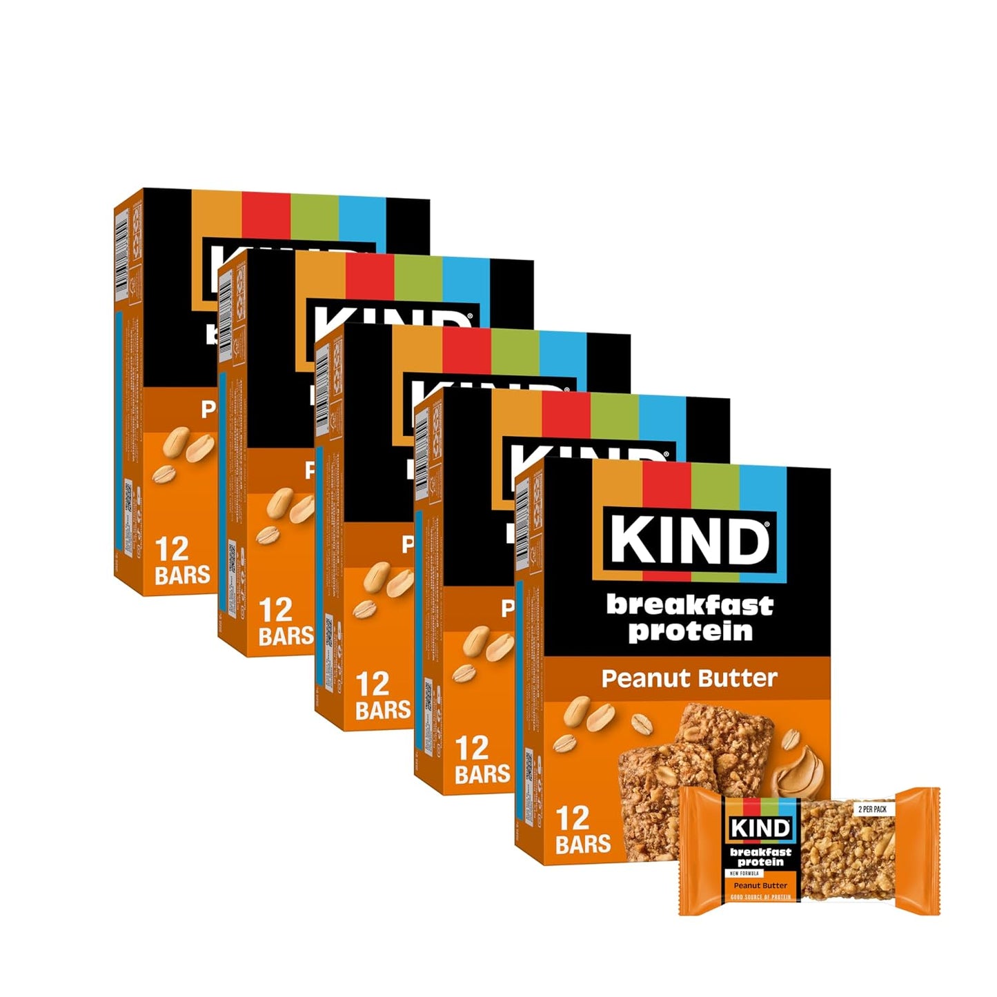 KIND Breakfast Protein Bars, Dark Chocolate Cocoa, Gluten Free, Low Sodium, 8g Protein, 30 Count