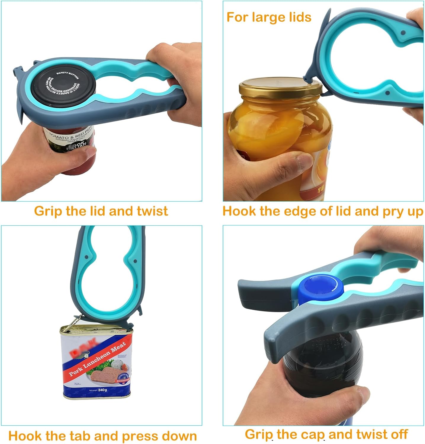Otstar Jar Opener & Bottle Opener for Seniors with Arthritis, Weak Hands | Adjustable Lid Opener Effortlessly Opens Jars, Bottles & Pop-Top Cans, Great for Senior Parents, Grandparents, or Loved Ones