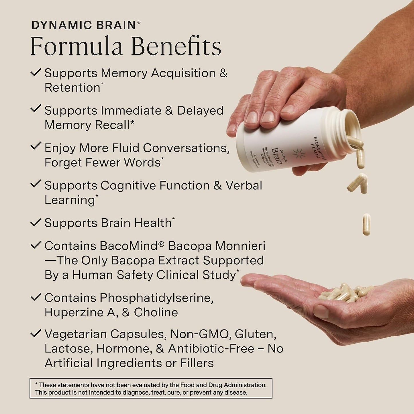 Stonehenge Health Dynamic Brain Bacopa Nootropic Formula with Phosphatidylserine and DHA