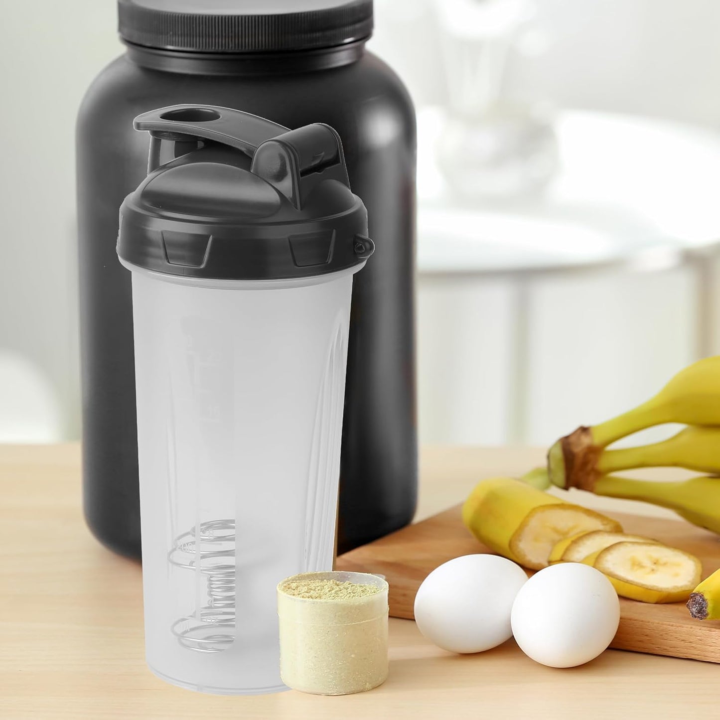 Mr. Pen- Shaker Bottles for Protein Mixes, 28 oz, 2 Pack, Clear, Protein Shaker Bottle with Wire Whisk Ball, Blender Bottle