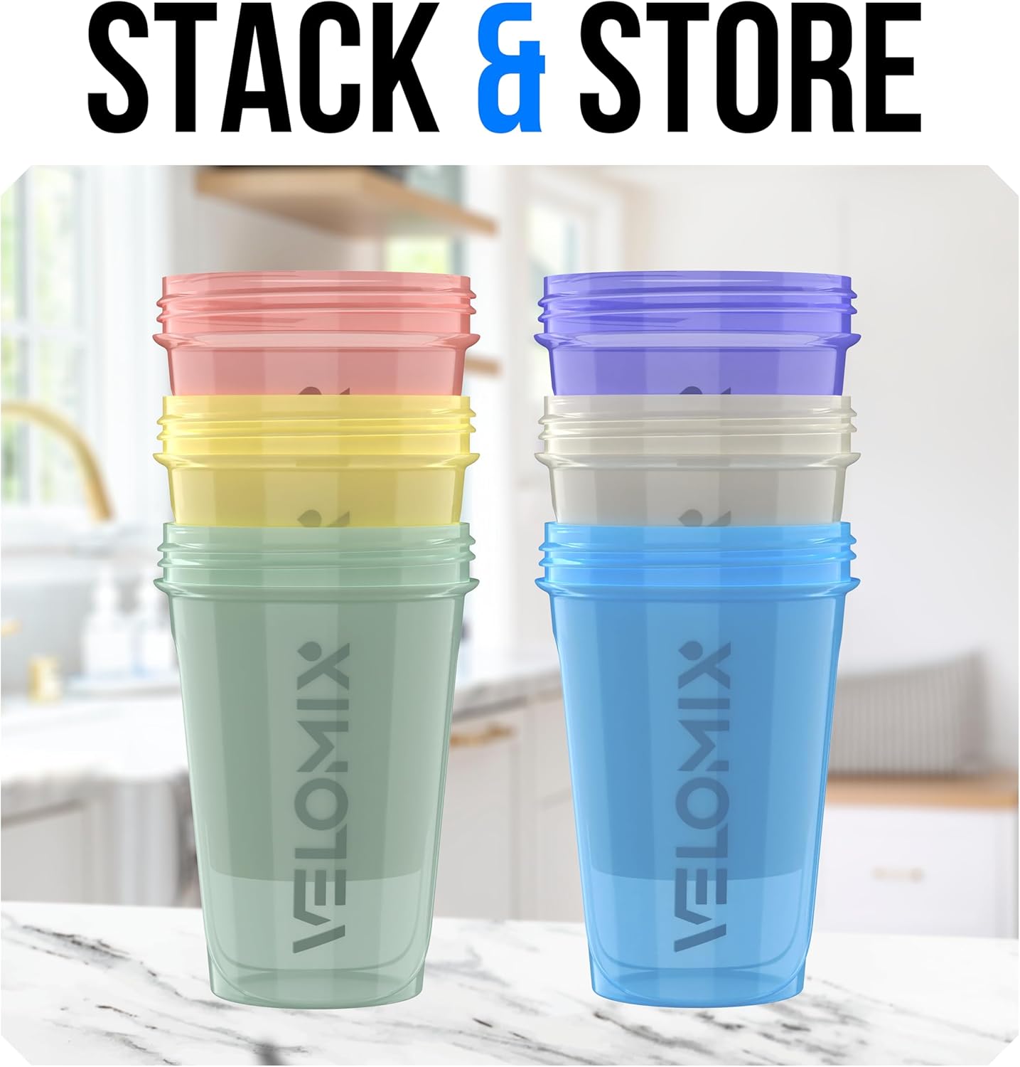VELOMIX 20oz Protein Shaker Bottle, Leak-Proof, Dishwasher Safe