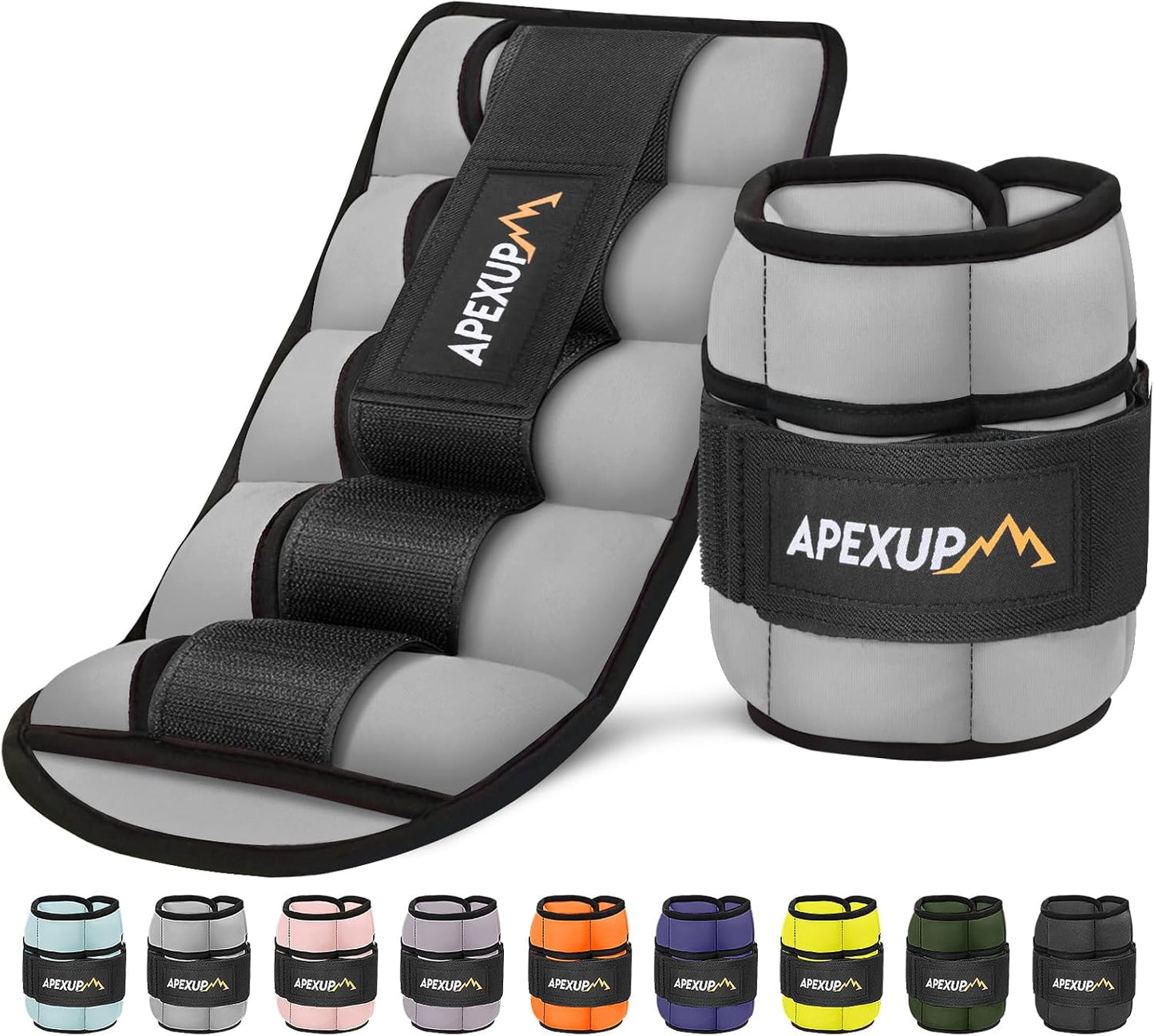 APEXUP Adjustable Ankle Weights 10lbs Pair, Modularized Leg Straps for Yoga, Walking, Running