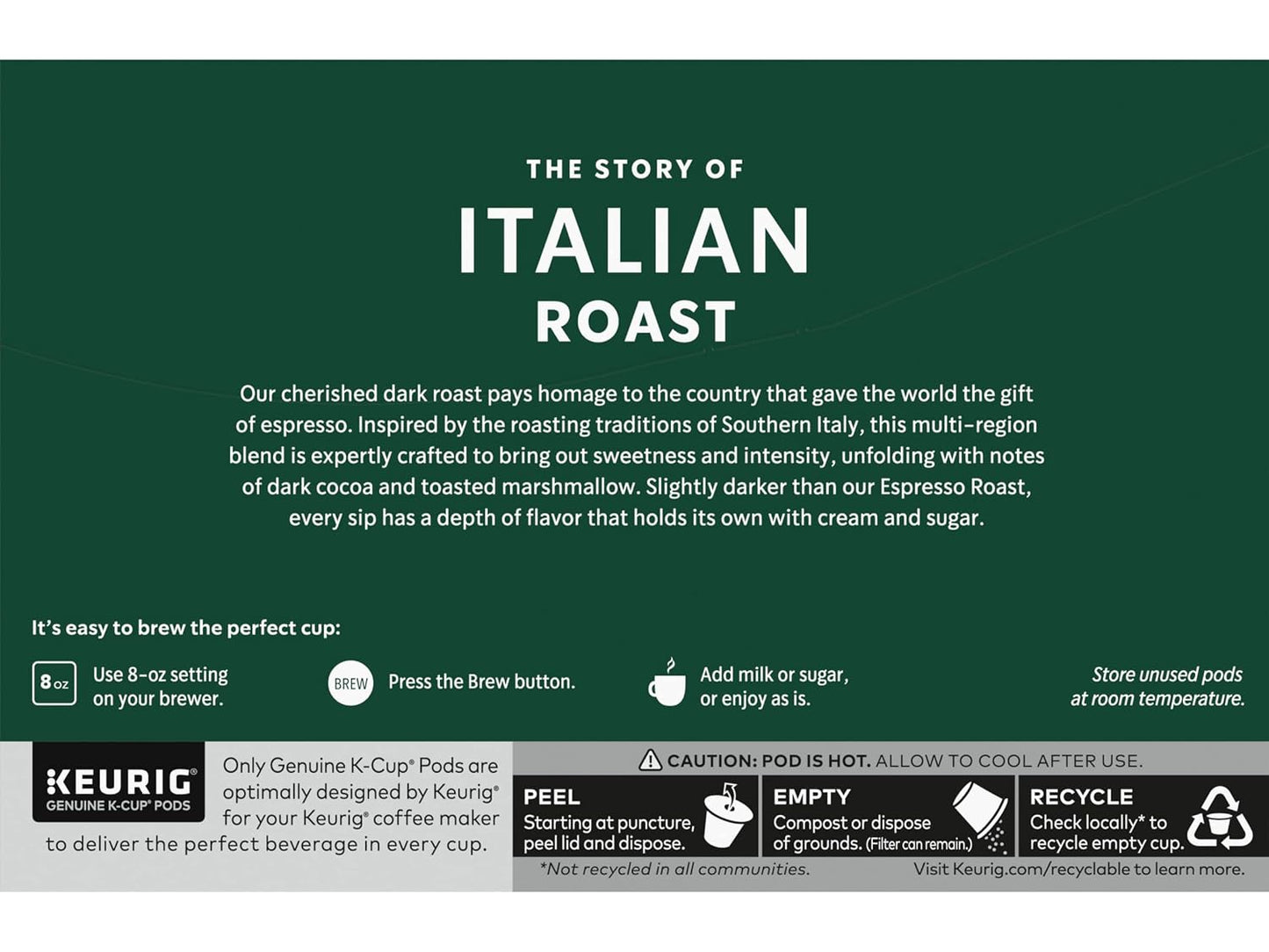 Starbucks Italian Roast Coffee K-Cup Pods, Dark Roast, 100% Arabica, 20 K-Cups