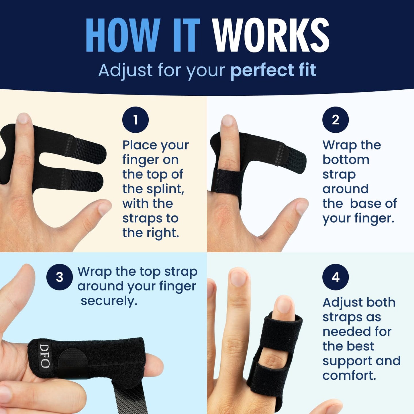 Dr. Frederick's Trigger Finger Splint - Adjustable Finger Brace for Arthritis and Tendonitis - Index, Middle, Ring Fingers - 2 Count