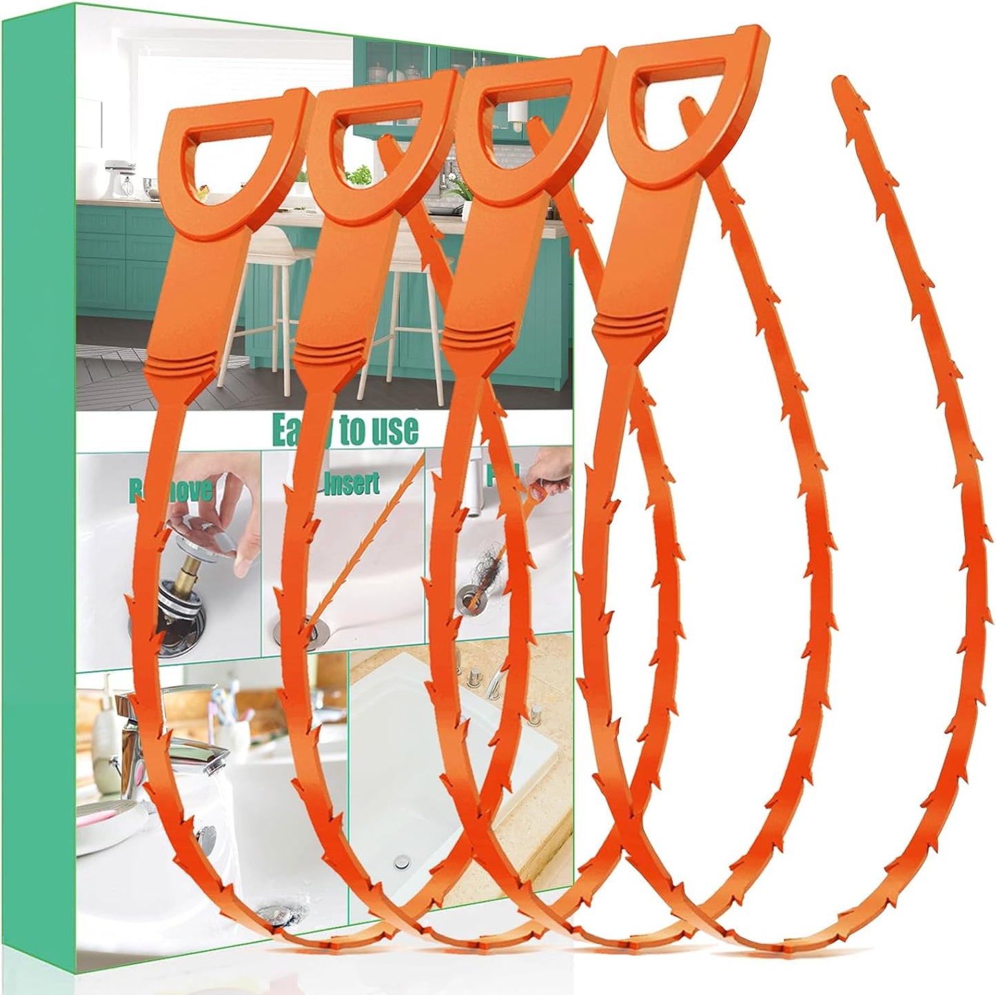 Drain Snake Hair Drain Clog Remover - 3 Pack Shower Sink Unclogger Tool | Flexible Drain Snake Removes Hair Clogs from Sink, Shower, and Bathtub Drains to Restore Water Flow