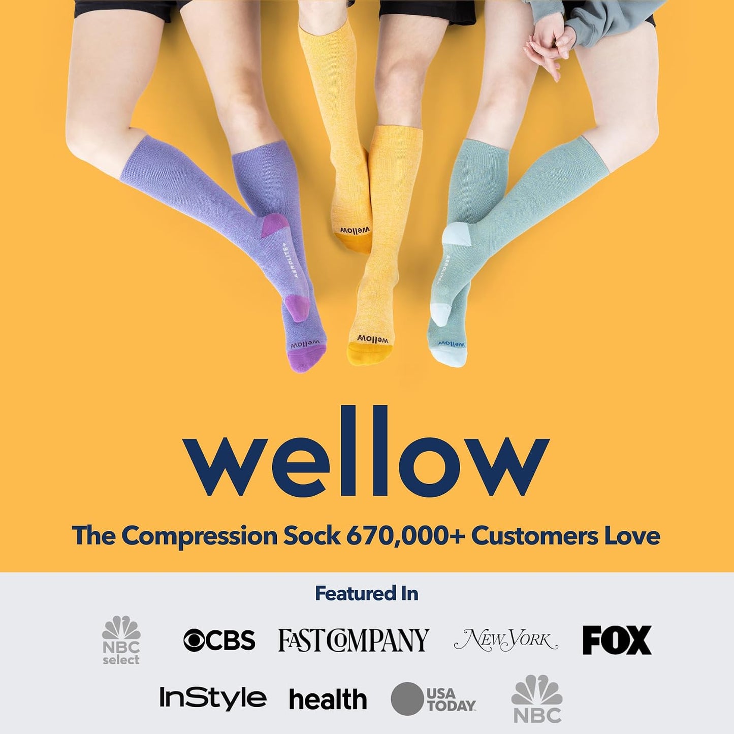 Wellow Aerolite+ Knee High Compression Socks 18-25mmHg for Women & Men