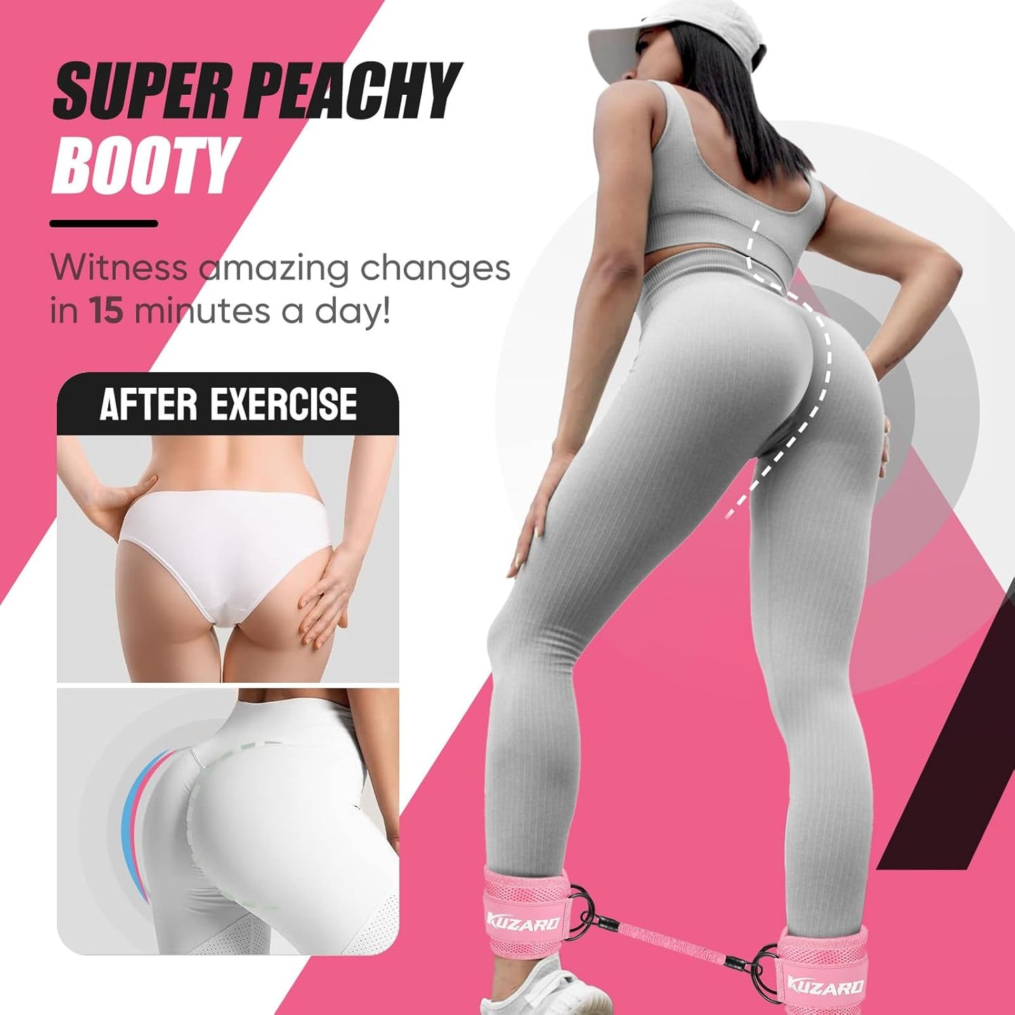 KUZARO Ankle Resistance Bands - Leg & Glutes Workout Equipment, Booty Trainer