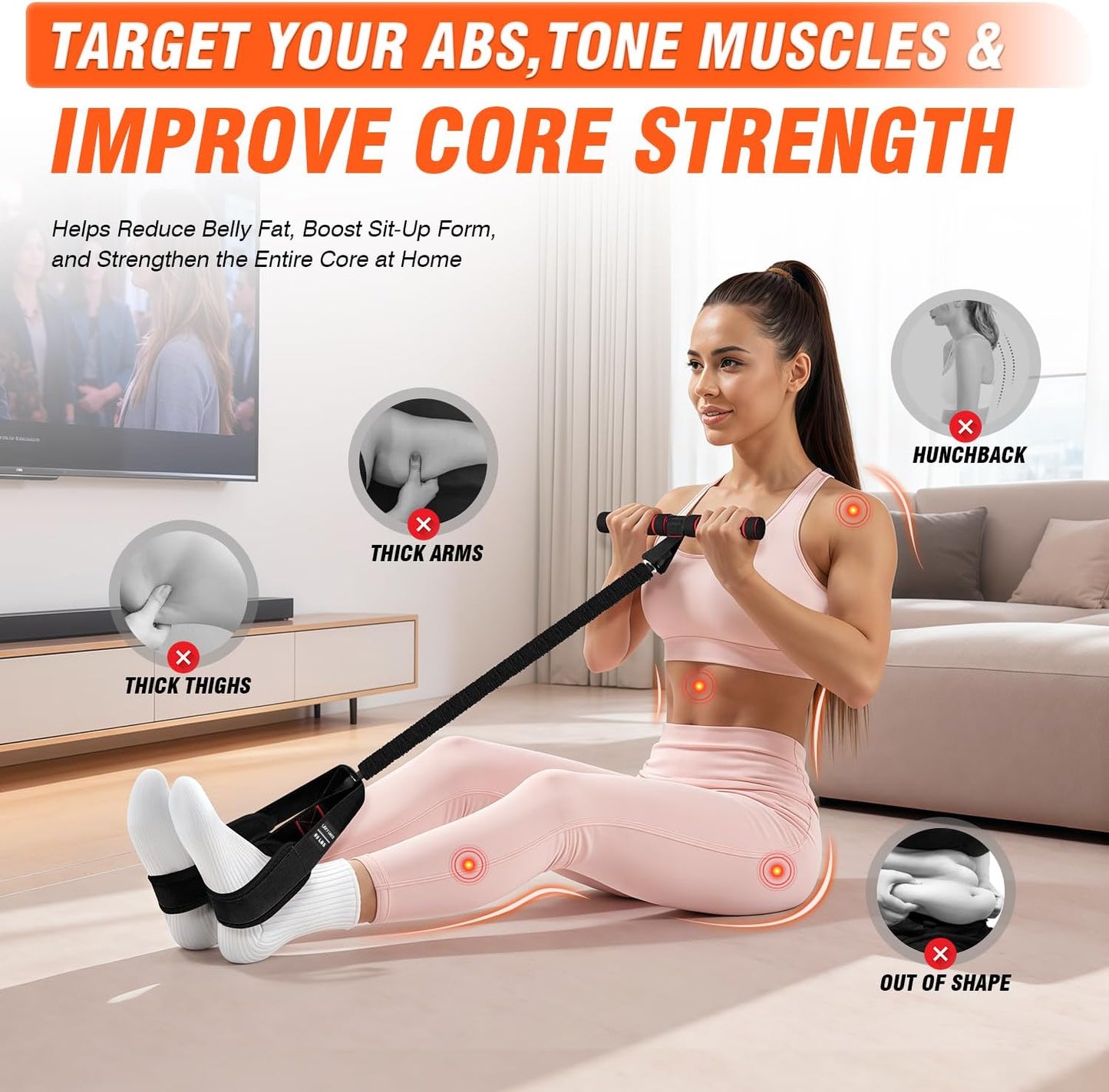55lbs Pedal Resistance Bands with Handles for Full Body Workout