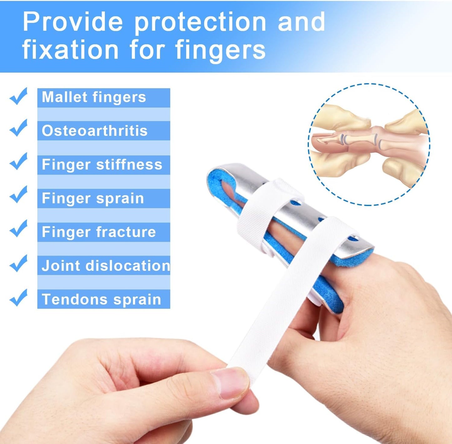 Sopito Finger Splint, 2pcs Finger Support Brace for Arthritis Middle Size