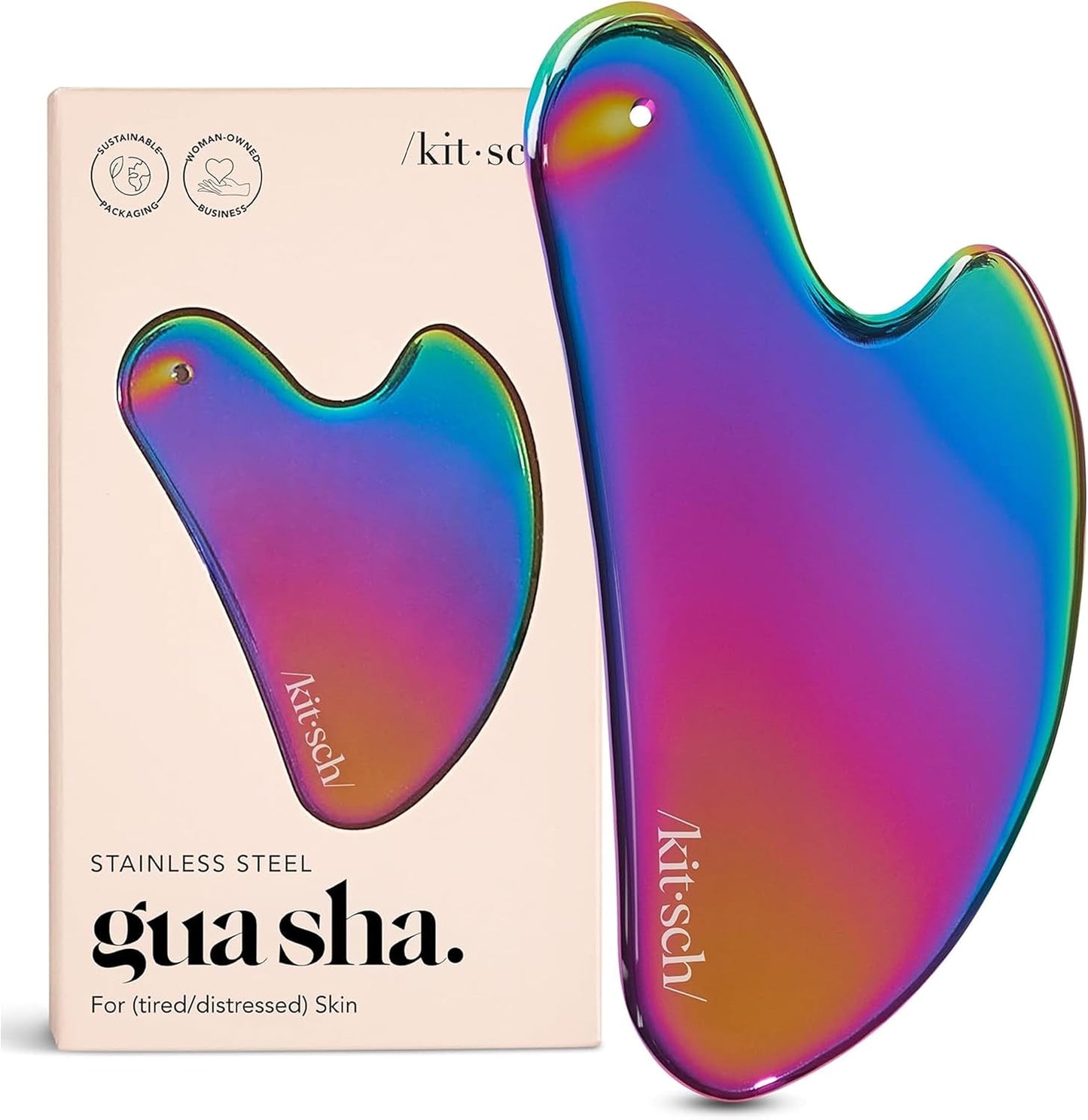 Kitsch Stainless Steel Gua Sha Facial Tool - Face Sculpting, Jawline Shaper, Lymphatic Drainage