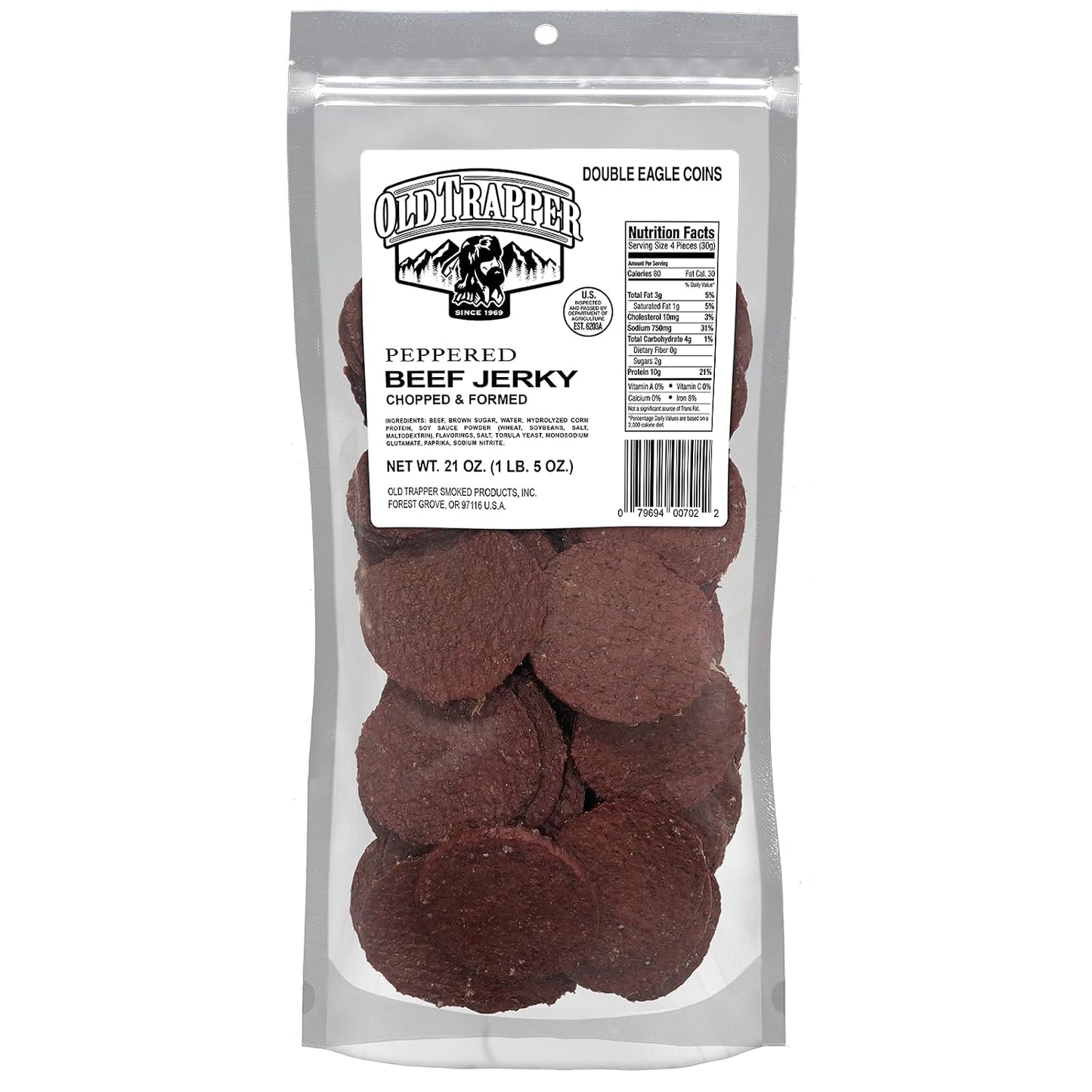Old Trapper Double Eagle Beef Jerky, 21 Ounce Package, 10 Grams of Protein and 80 Calories per Serving