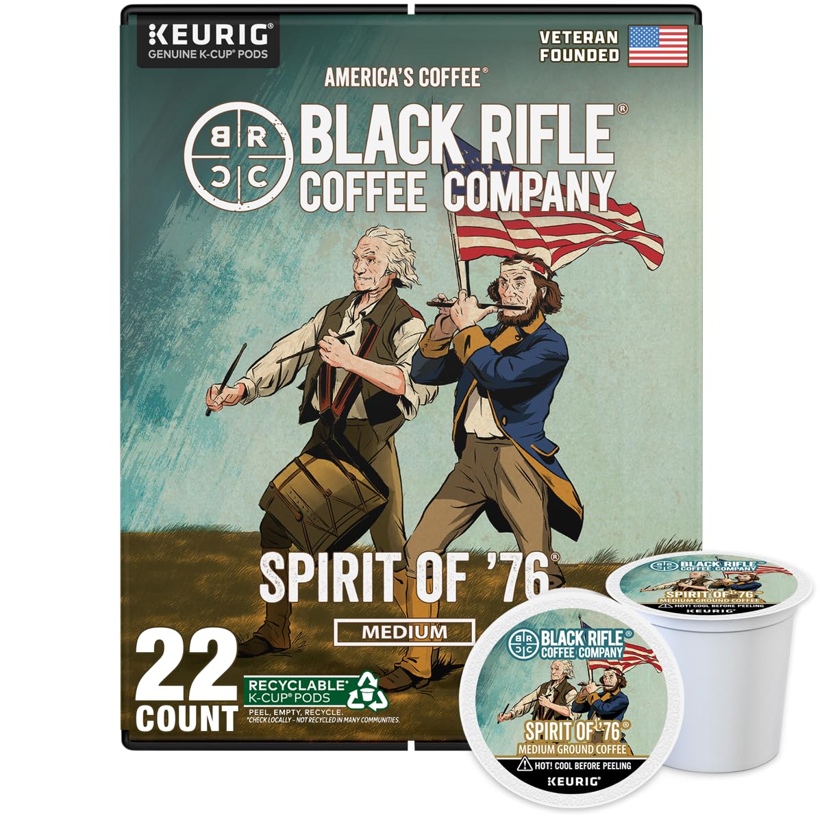 Black Rifle Coffee Company Silencer Smooth K Cups, 50 Count, Light Roast, Compatible with Keurig Machines