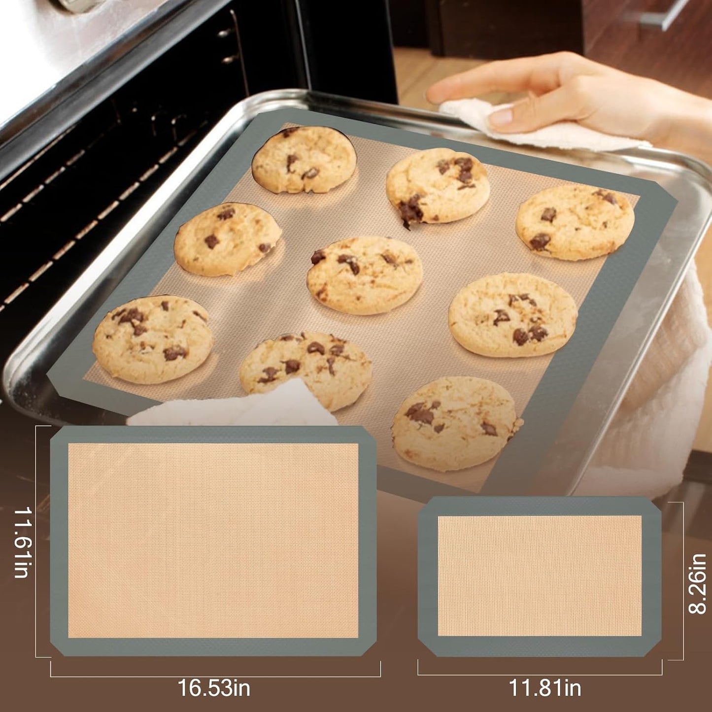 Koolstuffs Silicone Baking Mat, Nonstick and Reusable, 3 Pack | Dishwasher Cleanup, Less Need for Oil, Cooking Spray, No Parchment, Half and Quarter Sheet Sizes, Cookies, Bread, Pastries