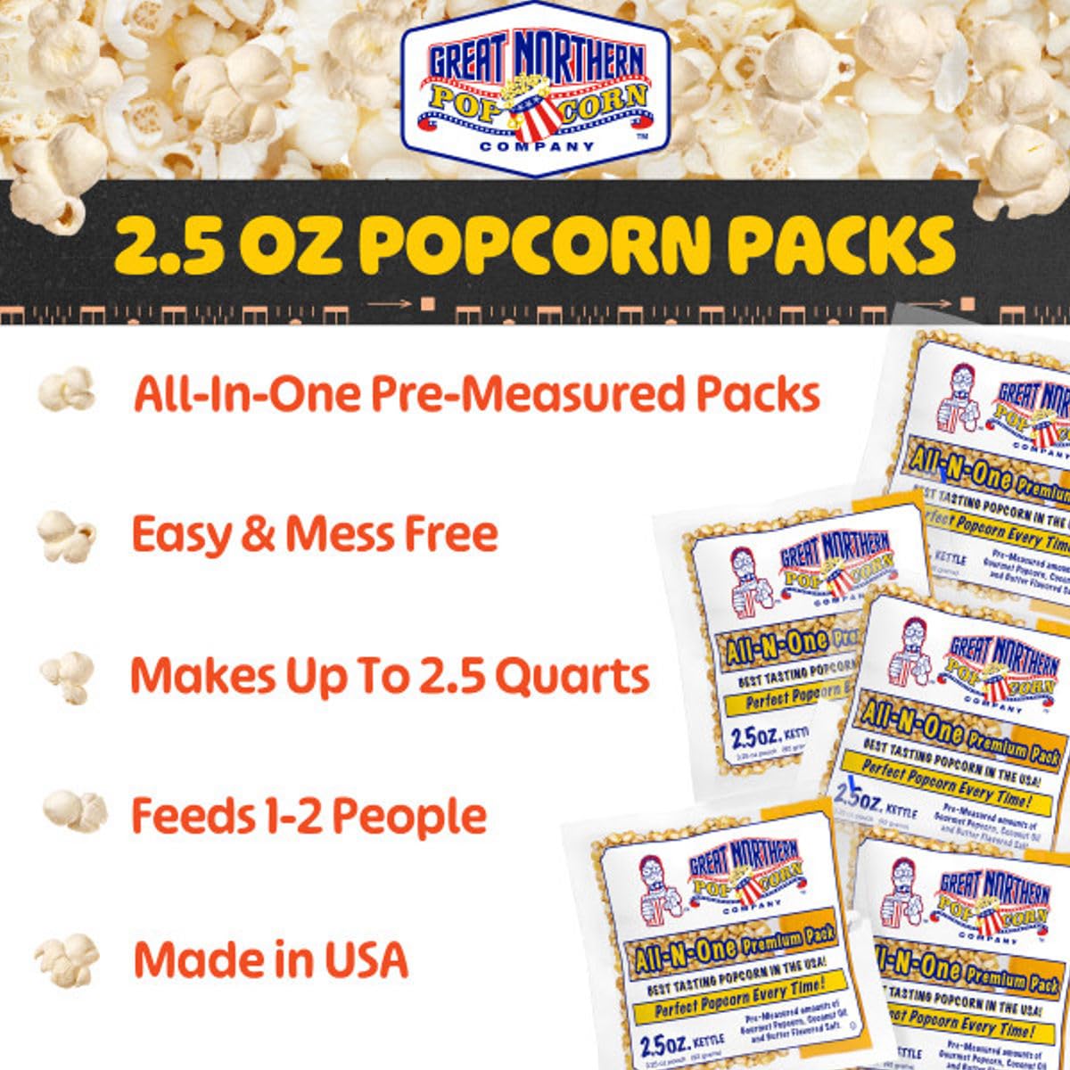 12-Count Pre-Measured Popcorn Packs for Popping Machines