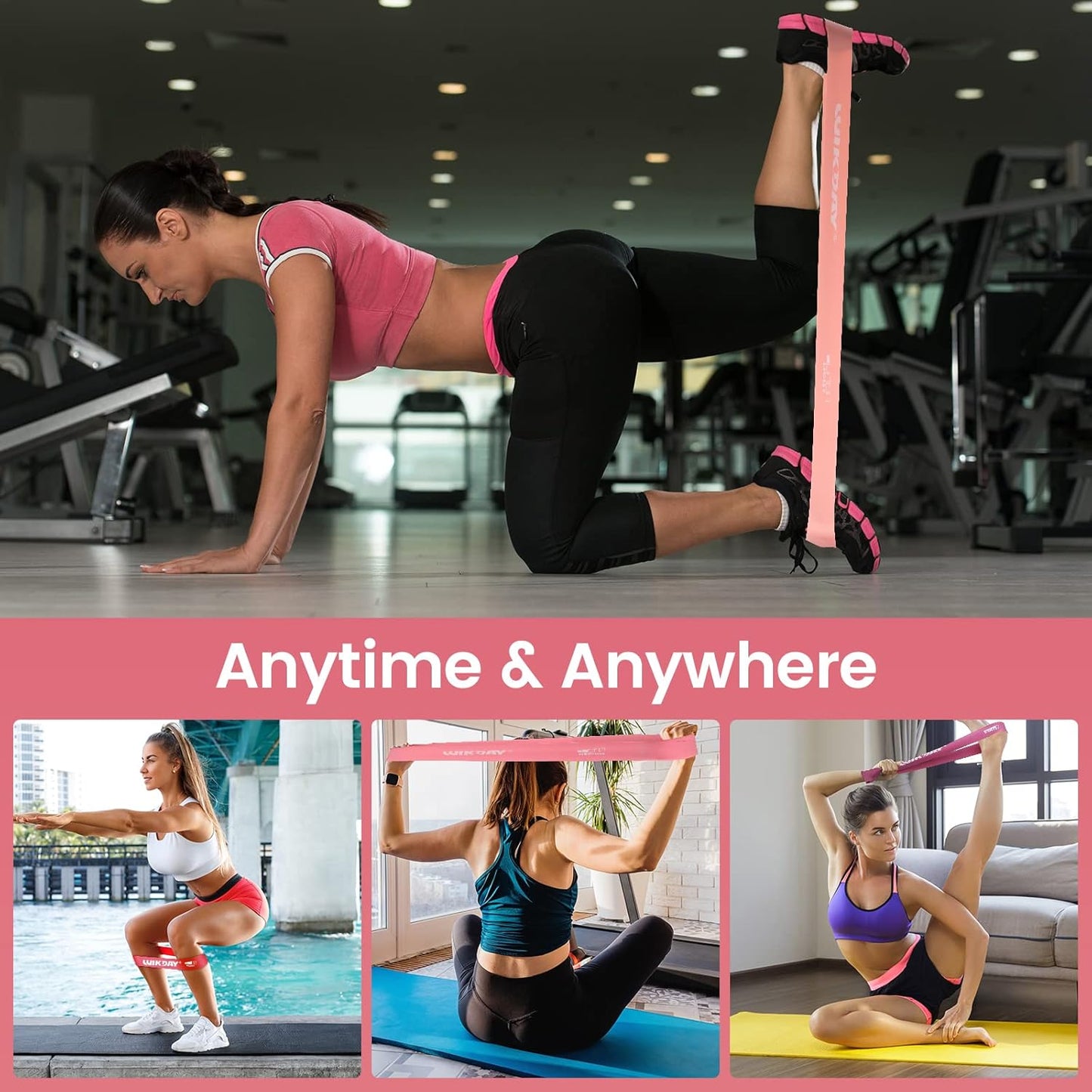 WIKDAY Resistance Bands Set of 5 for Men Women Exercise Loop Bands