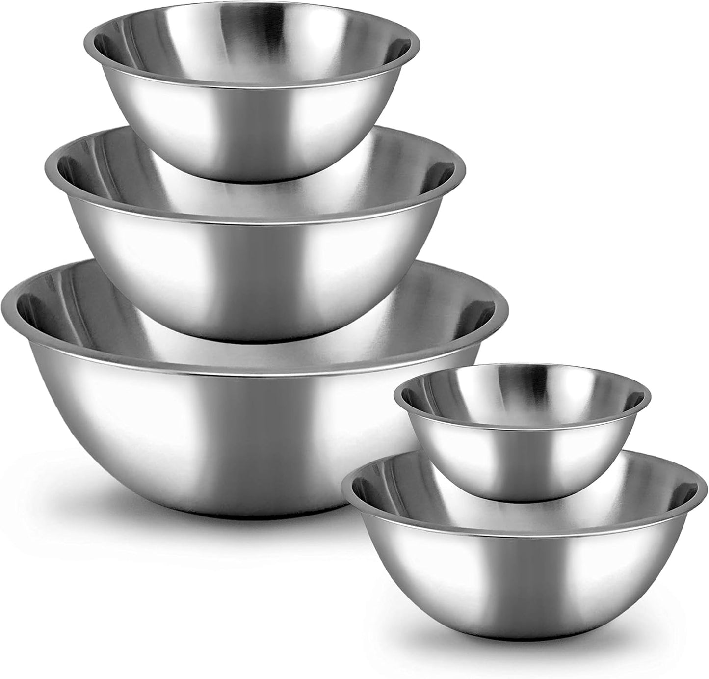 WHYSKO Stainless Steel Mixing Bowls Set, 5-Piece Meal Prep & Food Storage | .75, 1.5, 3, 4 & 5 Quart Metal Mixing Bowls Set for Prep, Serving, Baking & Food Storage, Ecofriendly, Dishwasher Safe