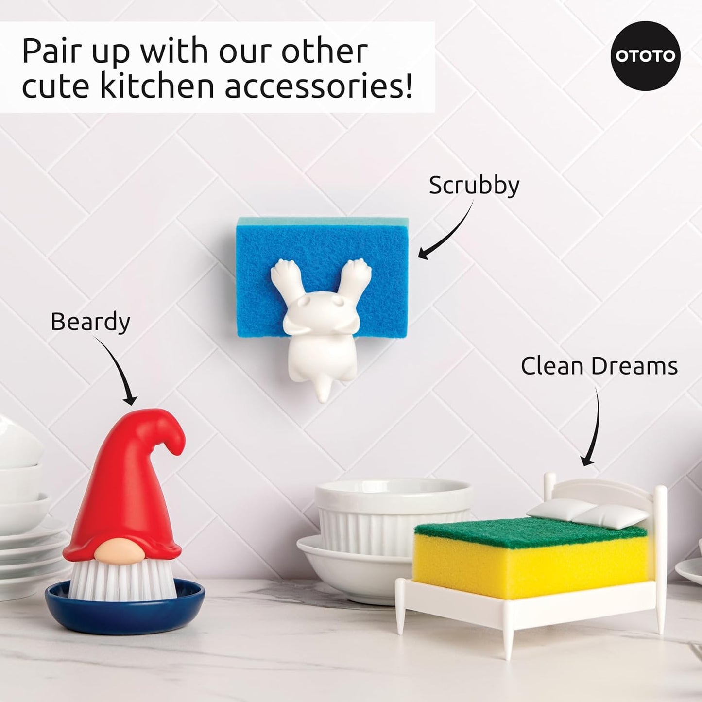 New! Beardy Gnome Dish Brush by Ototo - Dish Scrub Brush, Gnomes, Quirky Gifts, Dish Brush, Cute Kitchen Accessories, Funny Kitchen Gadgets, Vegetable Brush, Cute and Useful Gifts for Women