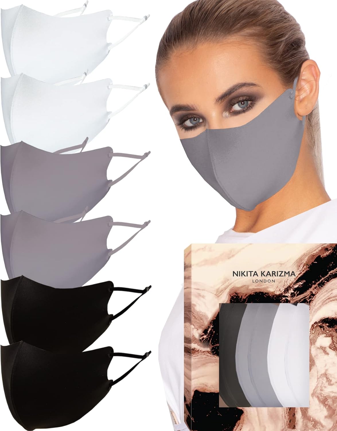 KARIZMA Face Wardrobe Cloth Face Mask, 6 Soft Masks, Washable Fabric, Adjustable Ear Loops, Earth Shades Pack