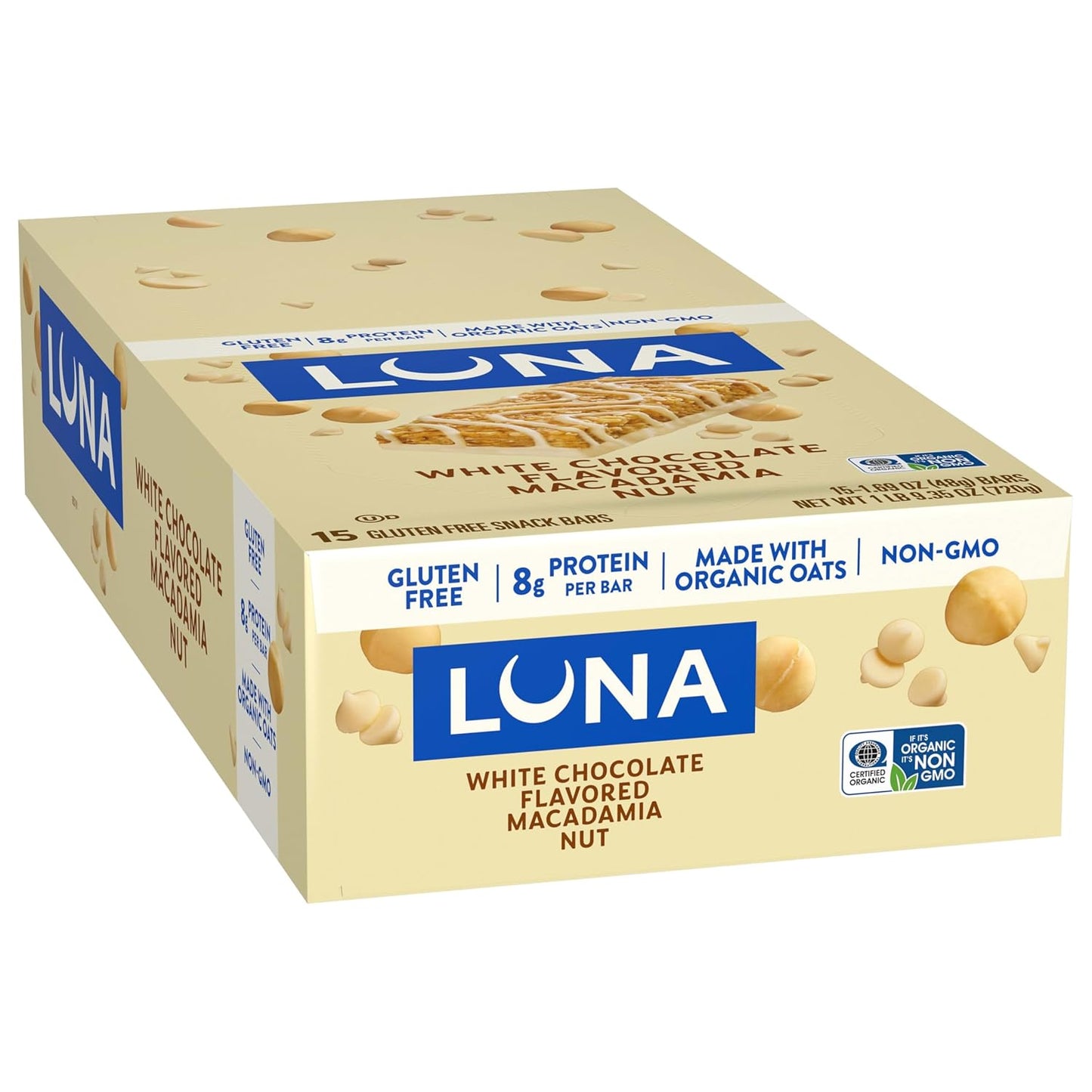 Clif Luna White Chocolate Macadamia Bars 15 Count 25.35 Ounce