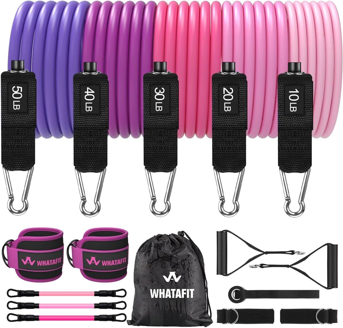 WHATAFIT Resistance Bands with Handles and 5 Adjustable Levels