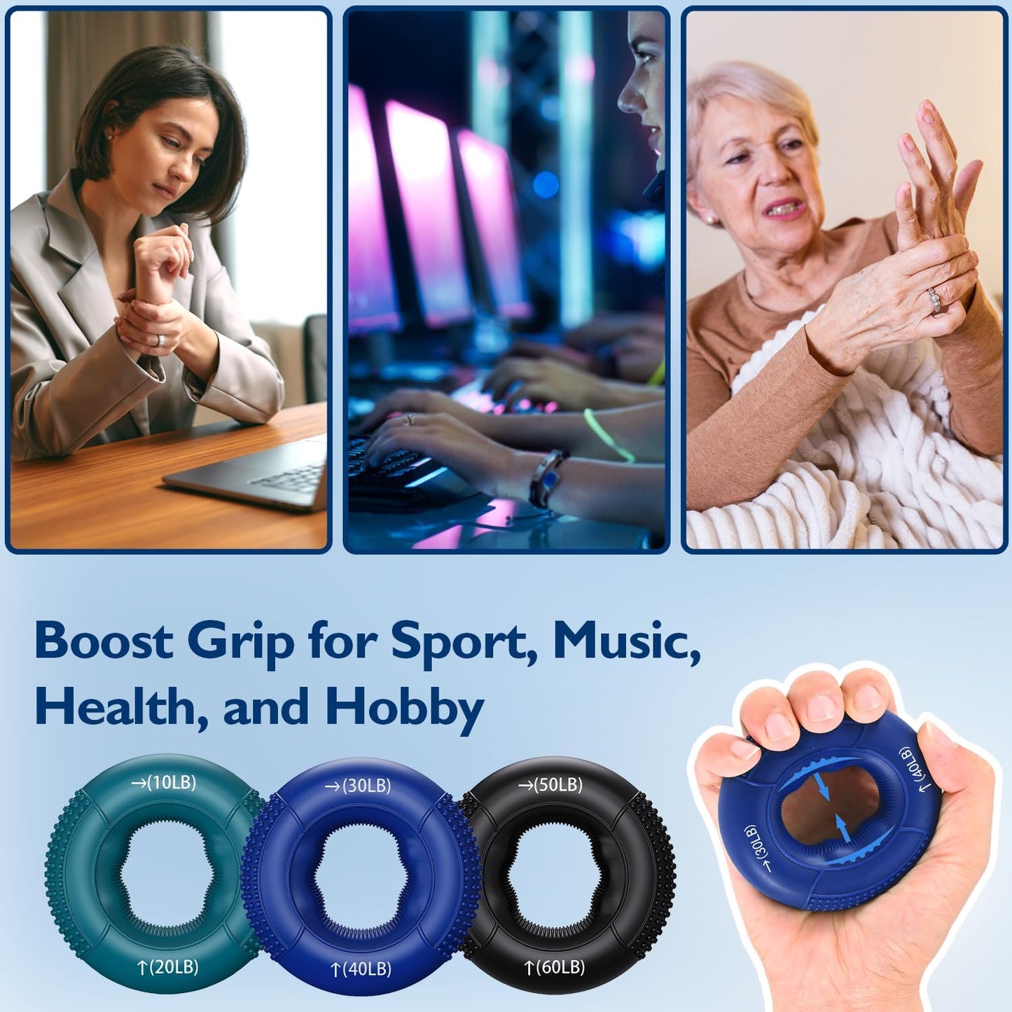 FitBeast Grip Strength Trainer - 9-Piece Hand Rehab Kit for Wrist, Finger & Forearm