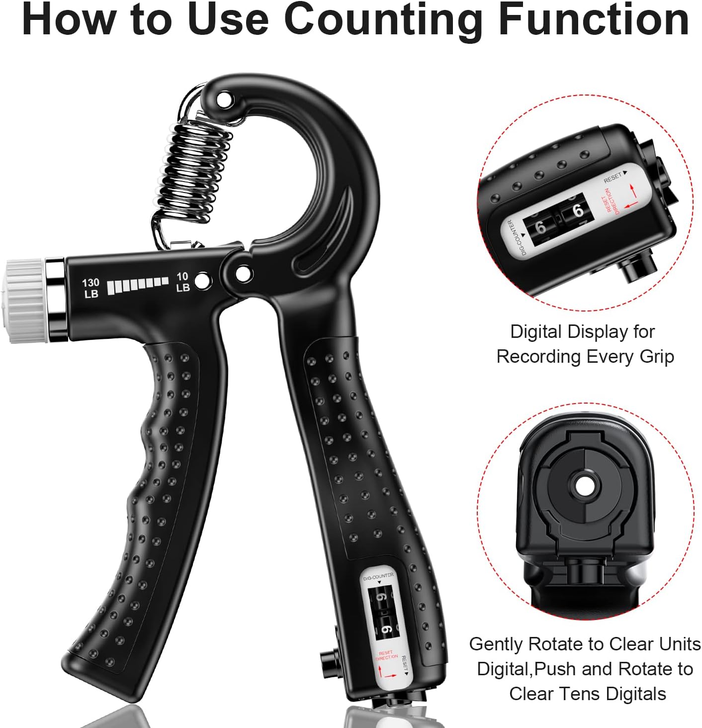 Hand Grip Strengthener 2 Pack - Adjustable Resistance 10-130 lbs, Forearm Exerciser for Muscle Building & Injury Recovery