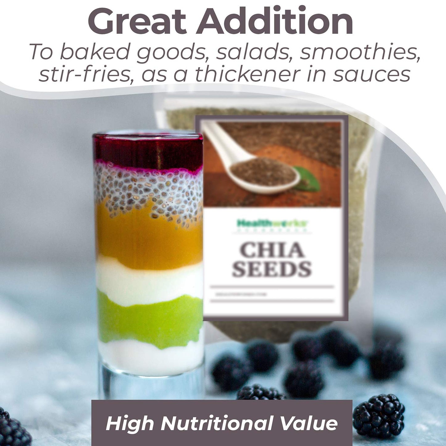 Healthworks Superfoods Raw Chia Seeds - 96 Oz / 6 Lbs - Premium & All-Natural - Contains Omega 3, Fiber & Protein - Great with Shakes, Smoothies & Oatmeal