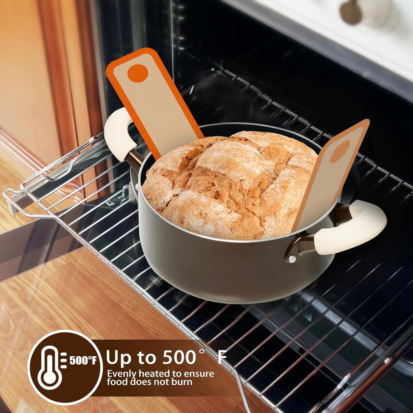 Silicone Bread Sling for Dutch Oven, Non-Stick & Easy to Clean Baking Mat Set, 2 Pcs Reusable Bread Sling for Sourdough Tools & Accessories