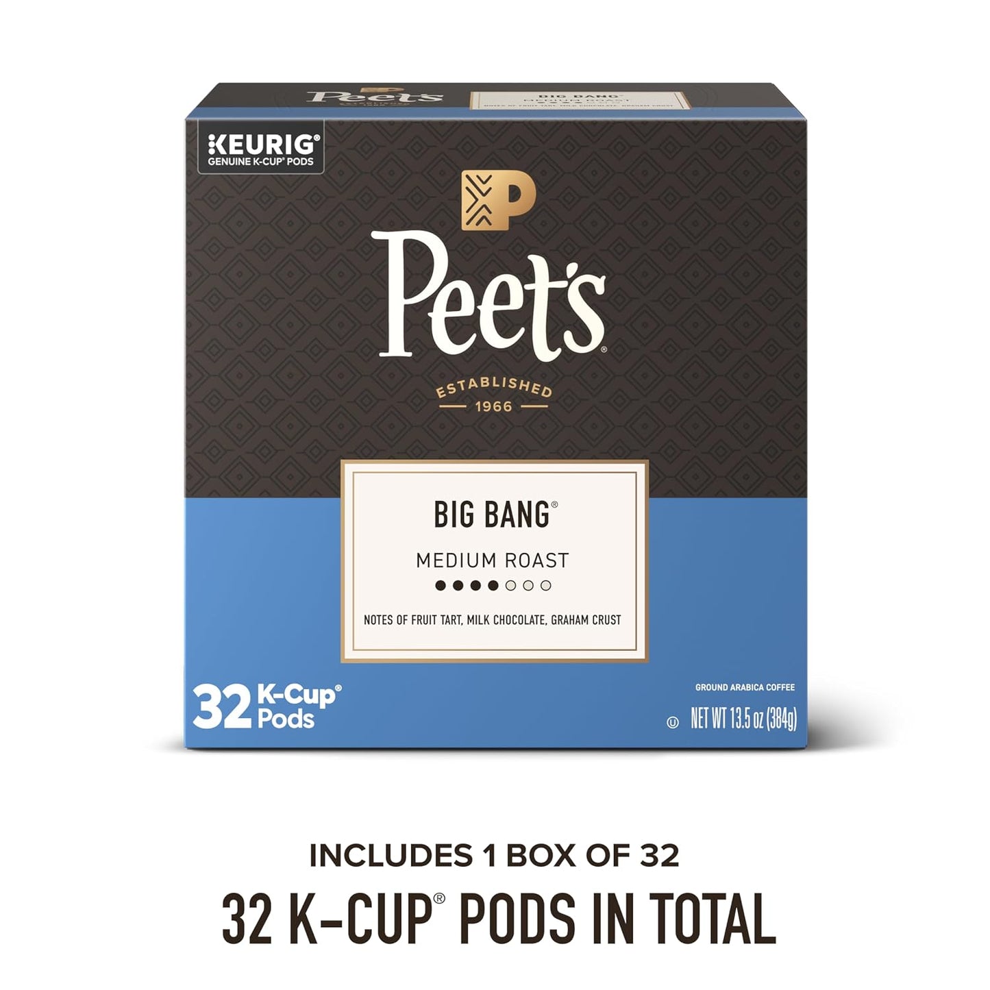 Peet's Coffee Medium Roast Single Serve Coffee Pods 100% Arabica 32 Count