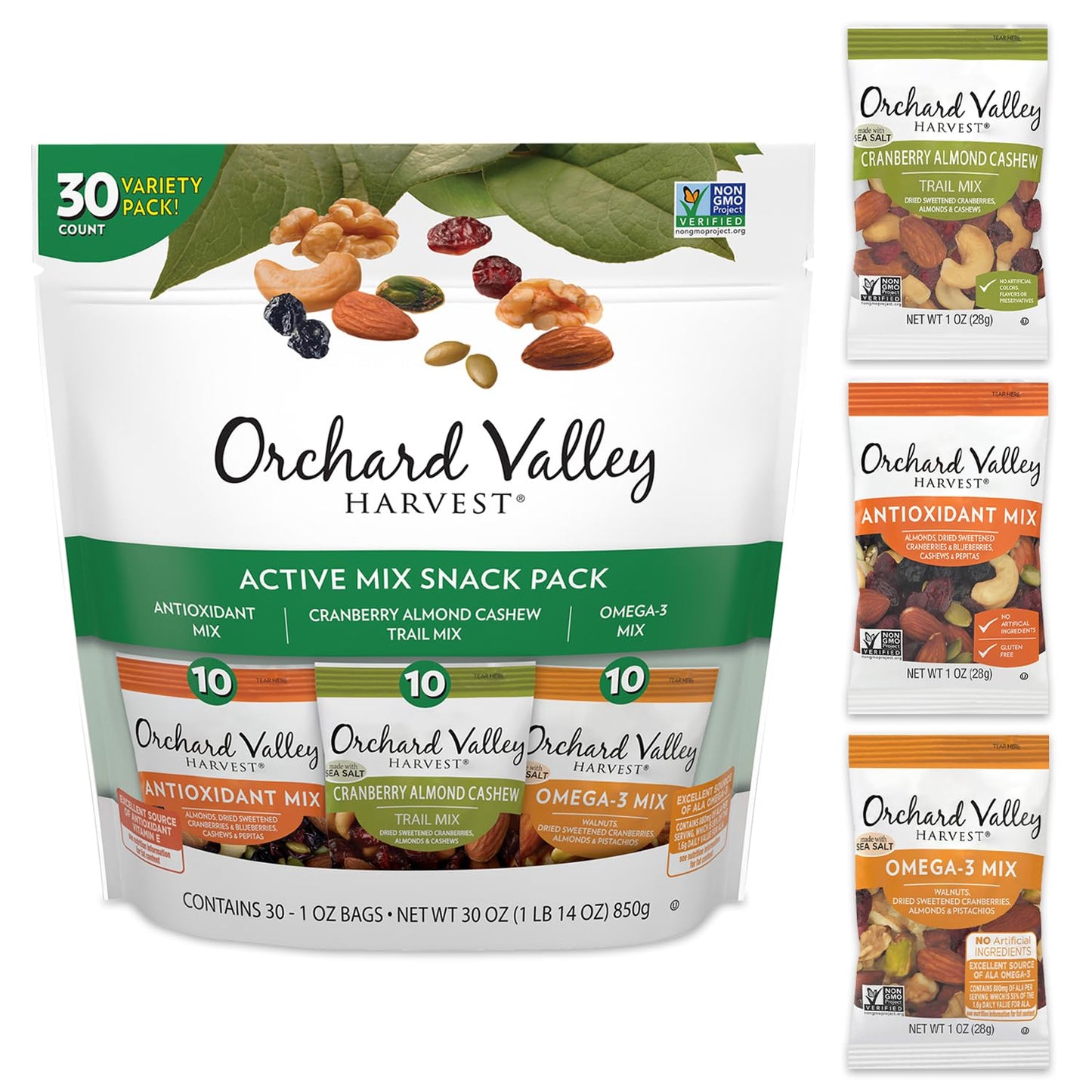 Orchard Valley Harvest Antioxidant Mix, 1 Ounce Bags, Pack of 15, Non-GMO, No Artificial Ingredients