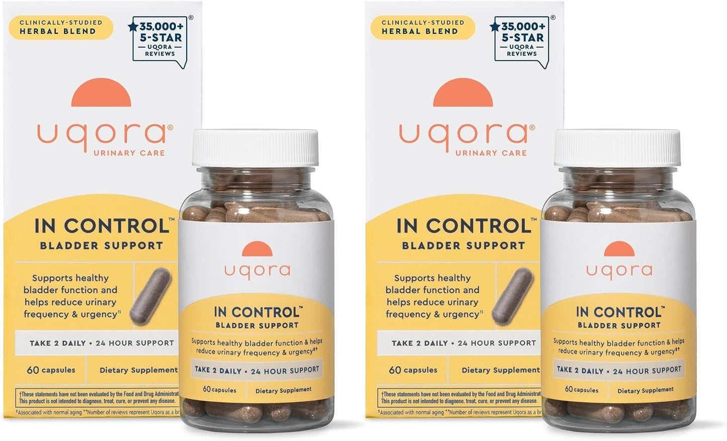 Uqora In Control Bladder Support - Daily Bladder Care & Support for Urinary Comfort - Made with botanicals, Like Horsetail & Spicebush - Gluten-Free & Vegetarian - 60 Capsules