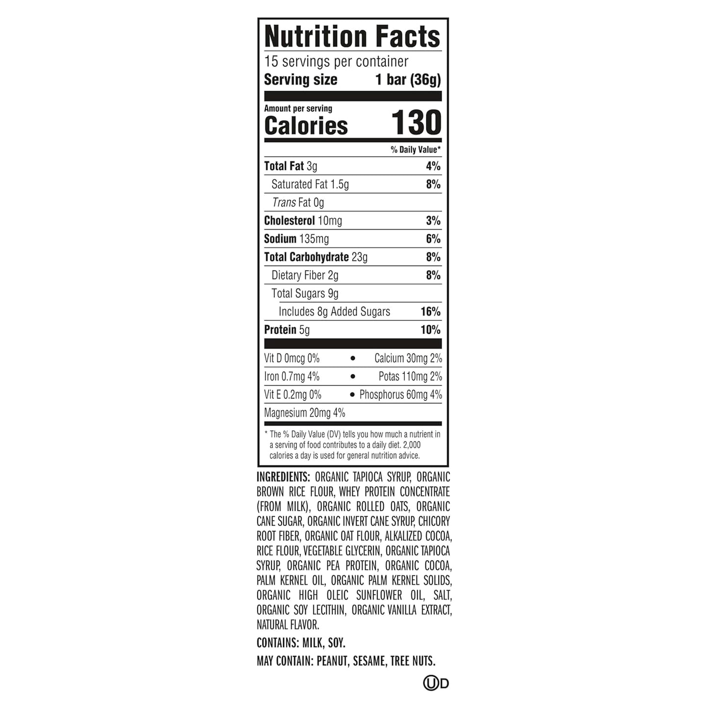 Organic Oats Chocolate Flavored Mint Crispy Snack Bars 15 Pack