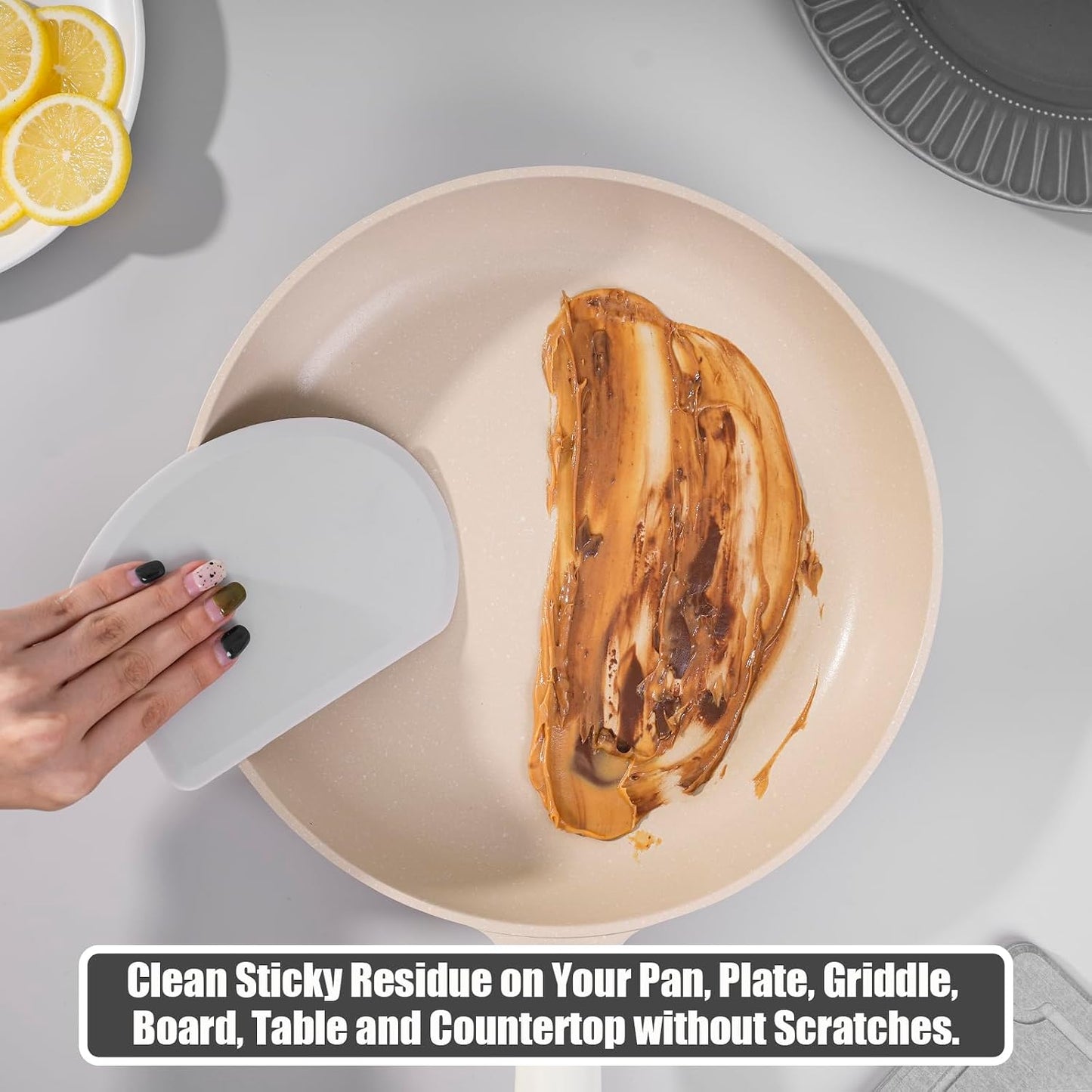 Sapid Flexible Curved Edge Silicone Bowl Scraper Dough Scraper Baking Bread | Food Grade Bench Scraper for Baking Sourdough Bread, Cake, Multipurpose Kitchen Dish Scrapers, Easy Clean (5.98"x4.3", Gray)